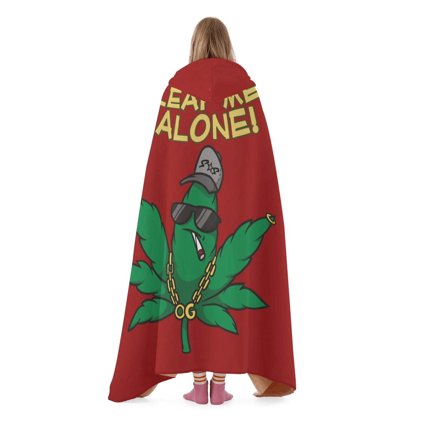 Leaf Me Alone 420 Edition  3.0 Maroon Hooded Blanket