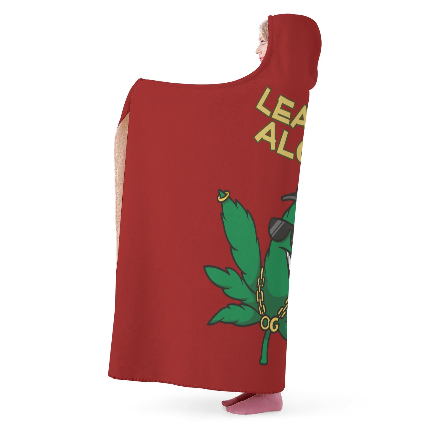 Leaf Me Alone 420 Edition  3.0 Maroon Hooded Blanket