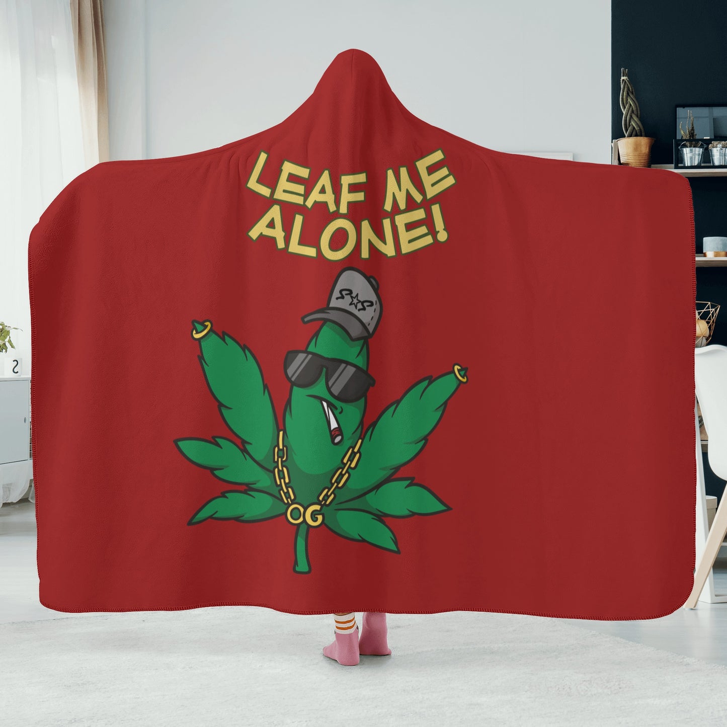 Leaf Me Alone 420 Edition  3.0 Maroon Hooded Blanket