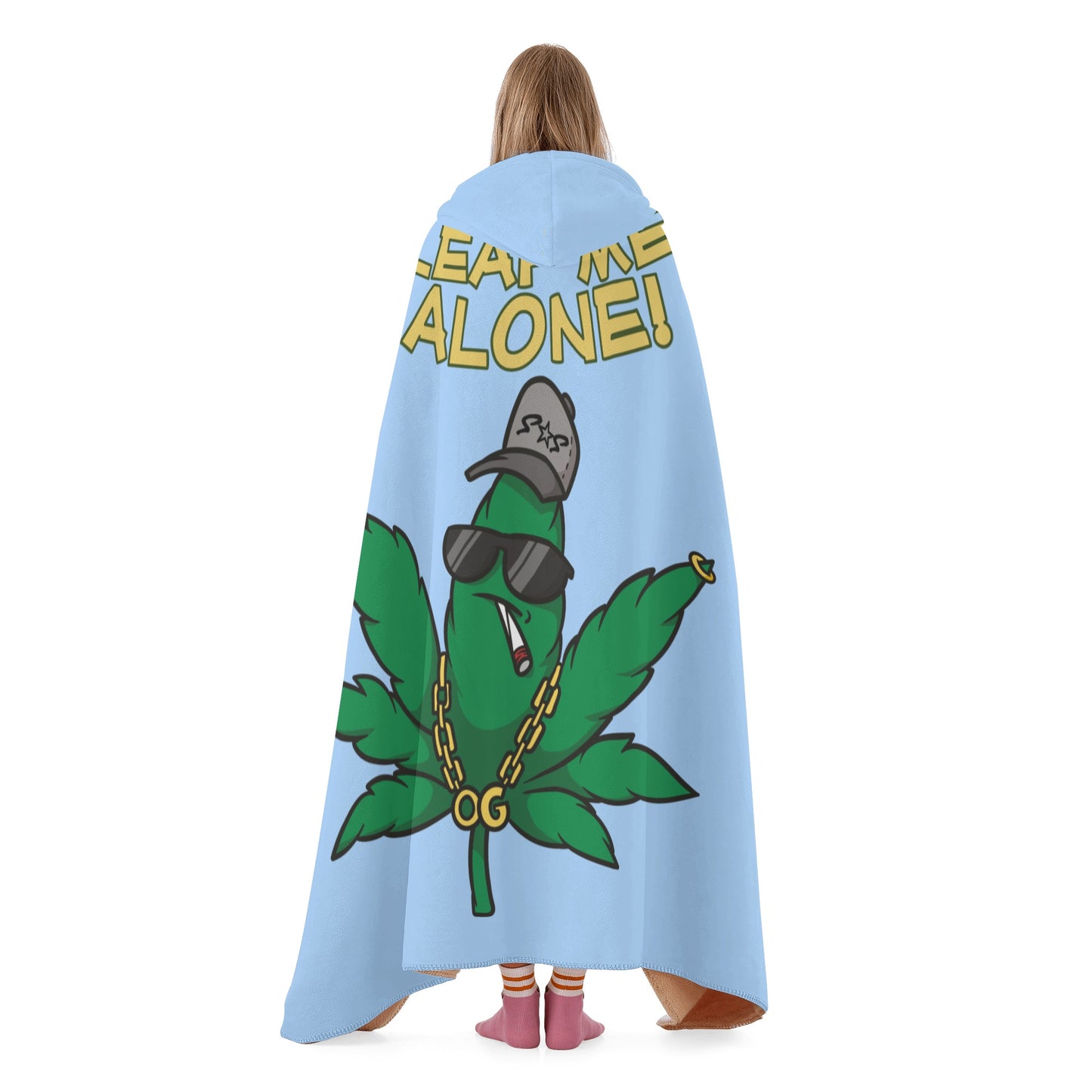 Leaf Me Alone 420 Edition  3.0 Sky Blue Hooded Blanket