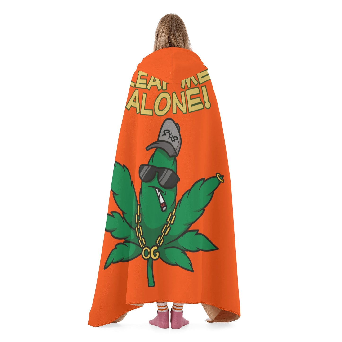 Leaf Me Alone 420 Edition  3.0 Dark Orange Hooded Blanket