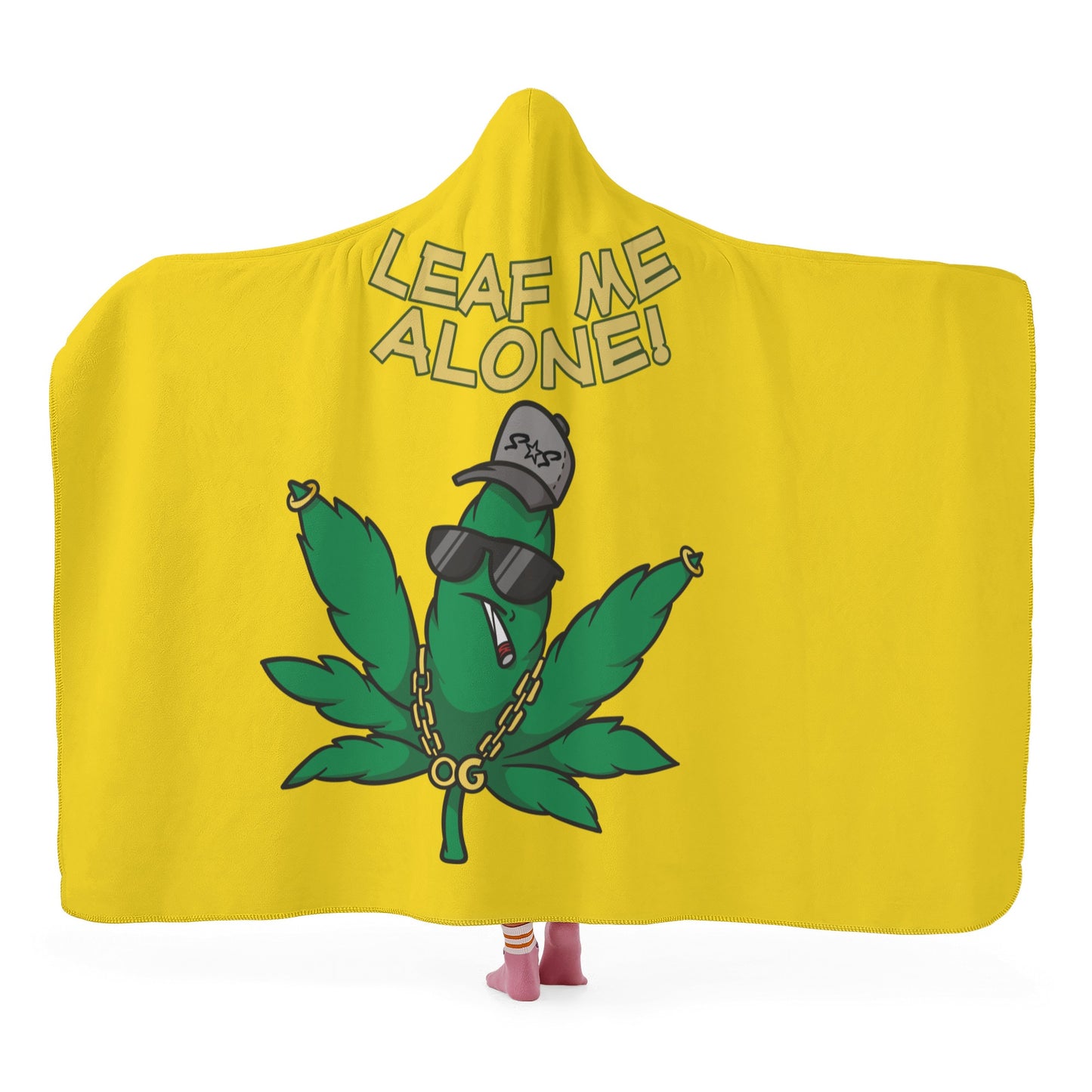 Leaf Me Alone 420 Edition  3.0 Gold Hooded Blanket