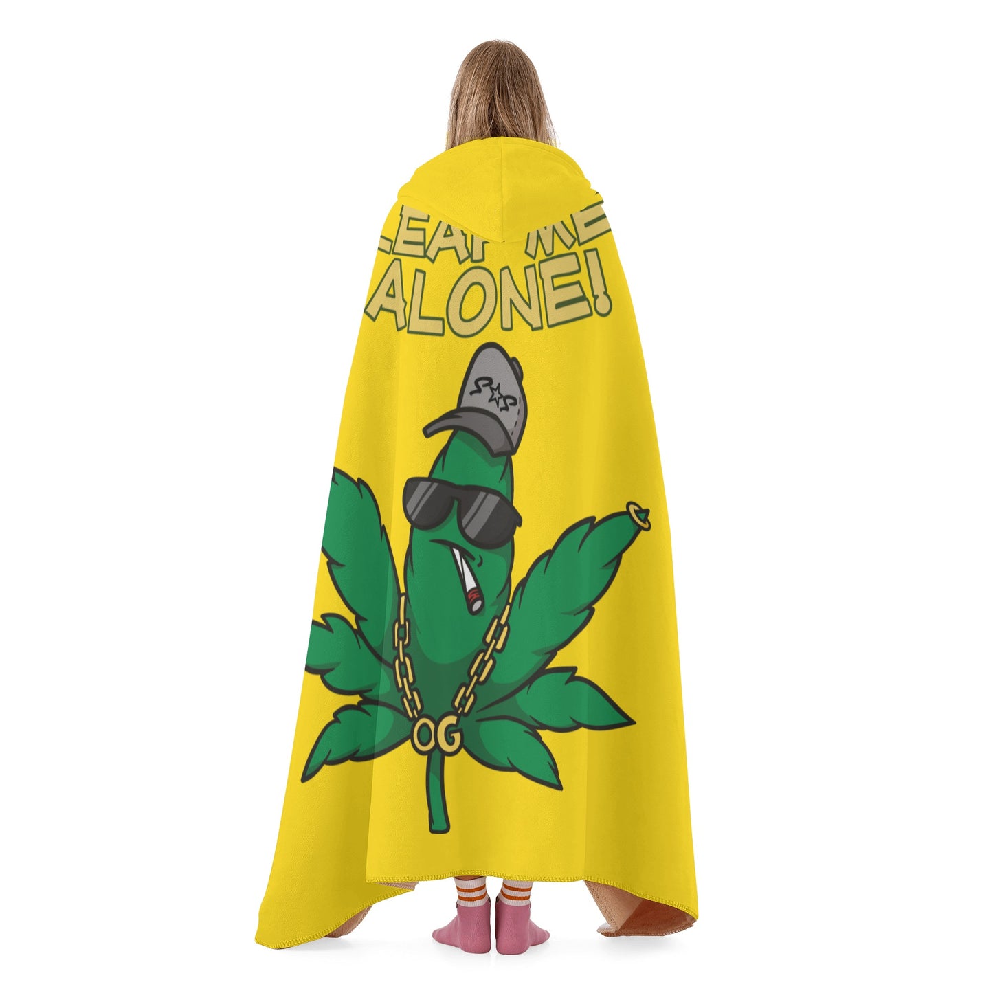 Leaf Me Alone 420 Edition  3.0 Gold Hooded Blanket