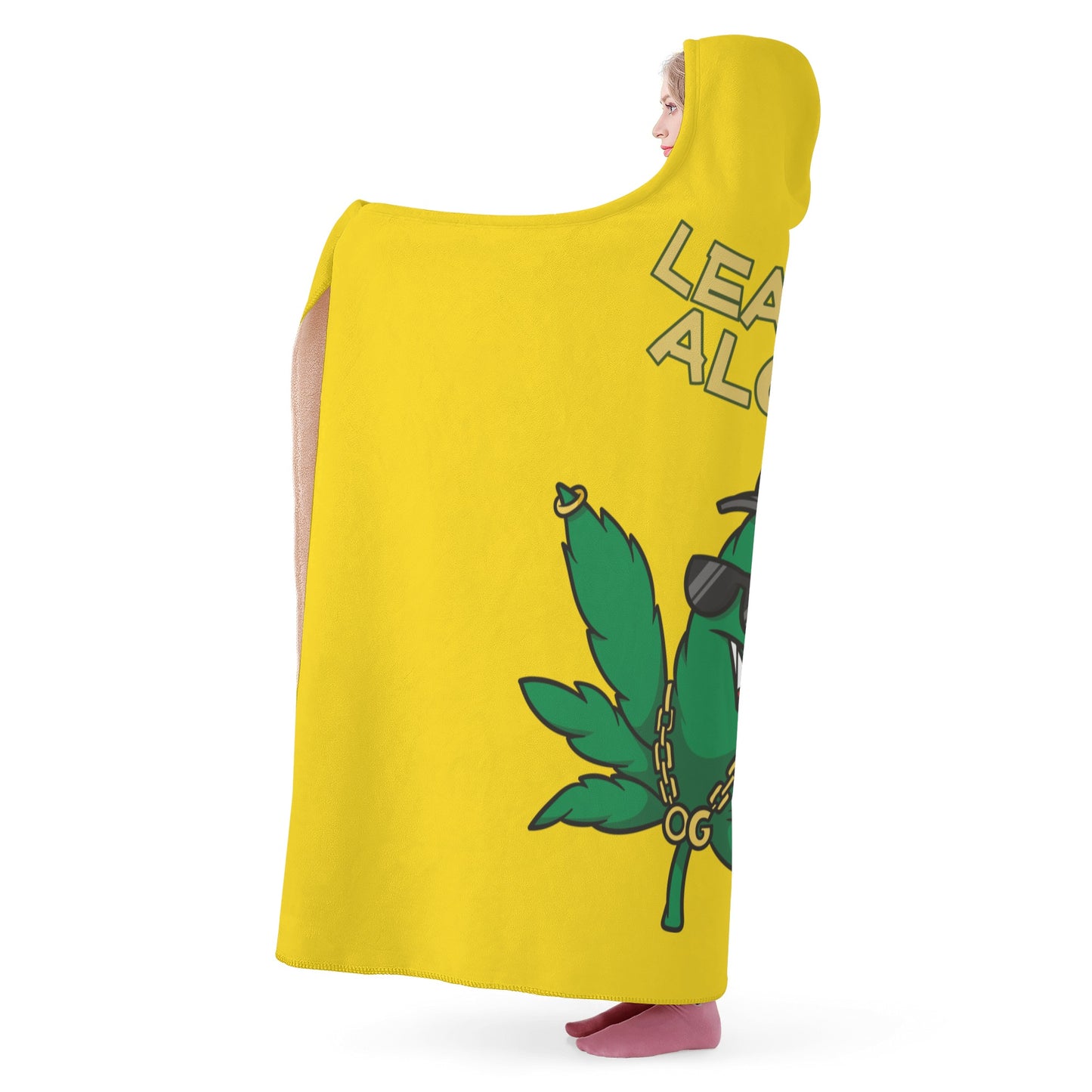 Leaf Me Alone 420 Edition  3.0 Gold Hooded Blanket