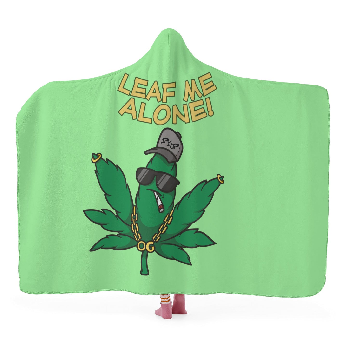 Leaf Me Alone 420 Edition  3.0 Mint Green Hooded Blanket