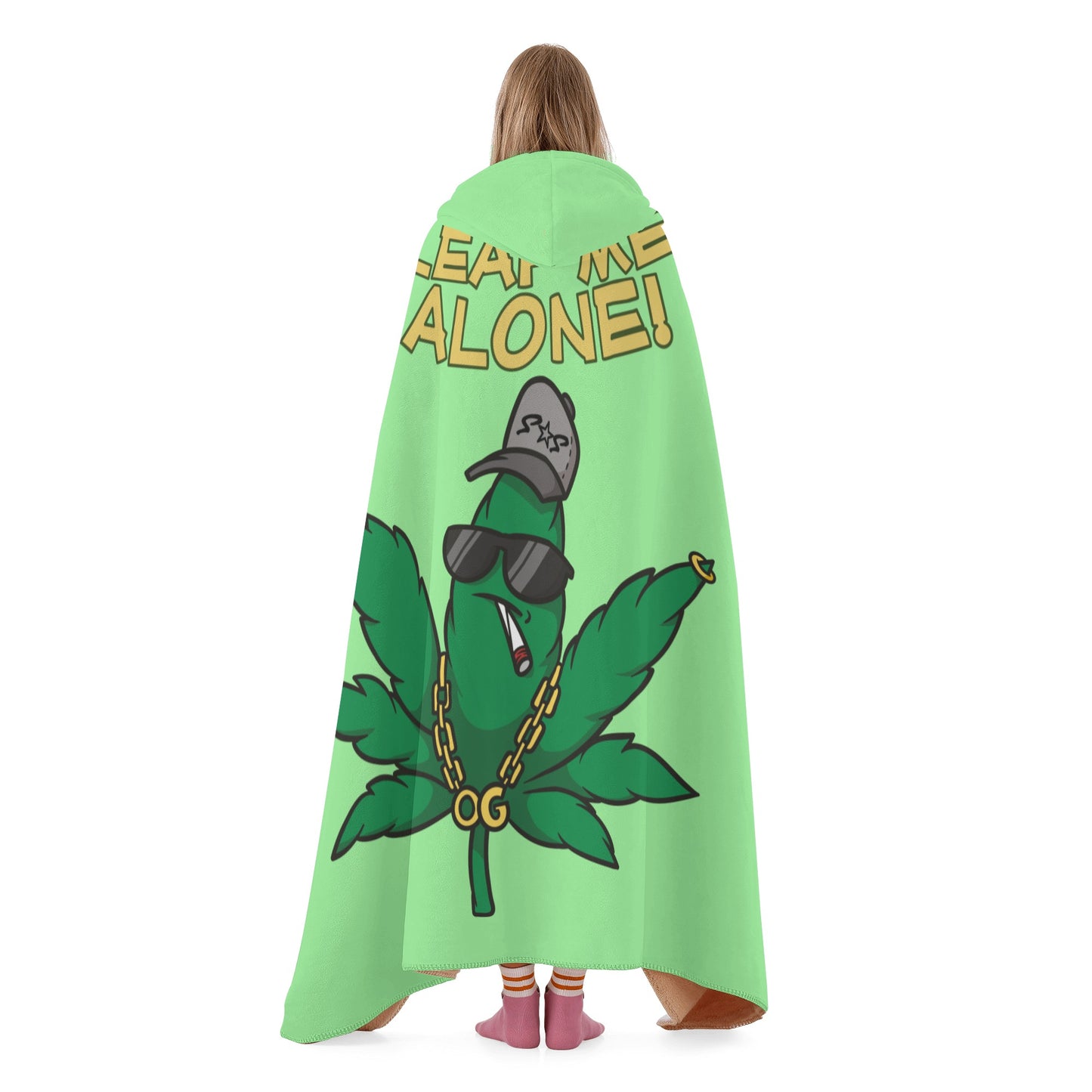 Leaf Me Alone 420 Edition  3.0 Mint Green Hooded Blanket