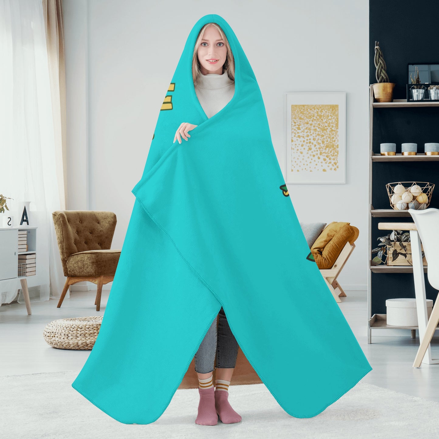 Leaf Me Alone 420 Edition  3.0 Turquoise Hooded Blanket