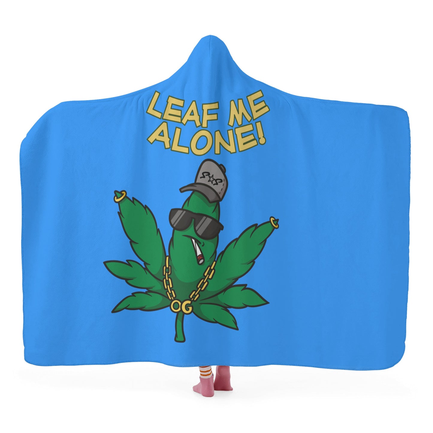 Leaf Me Alone 420 Edition  3.0 Blue Hooded Blanket