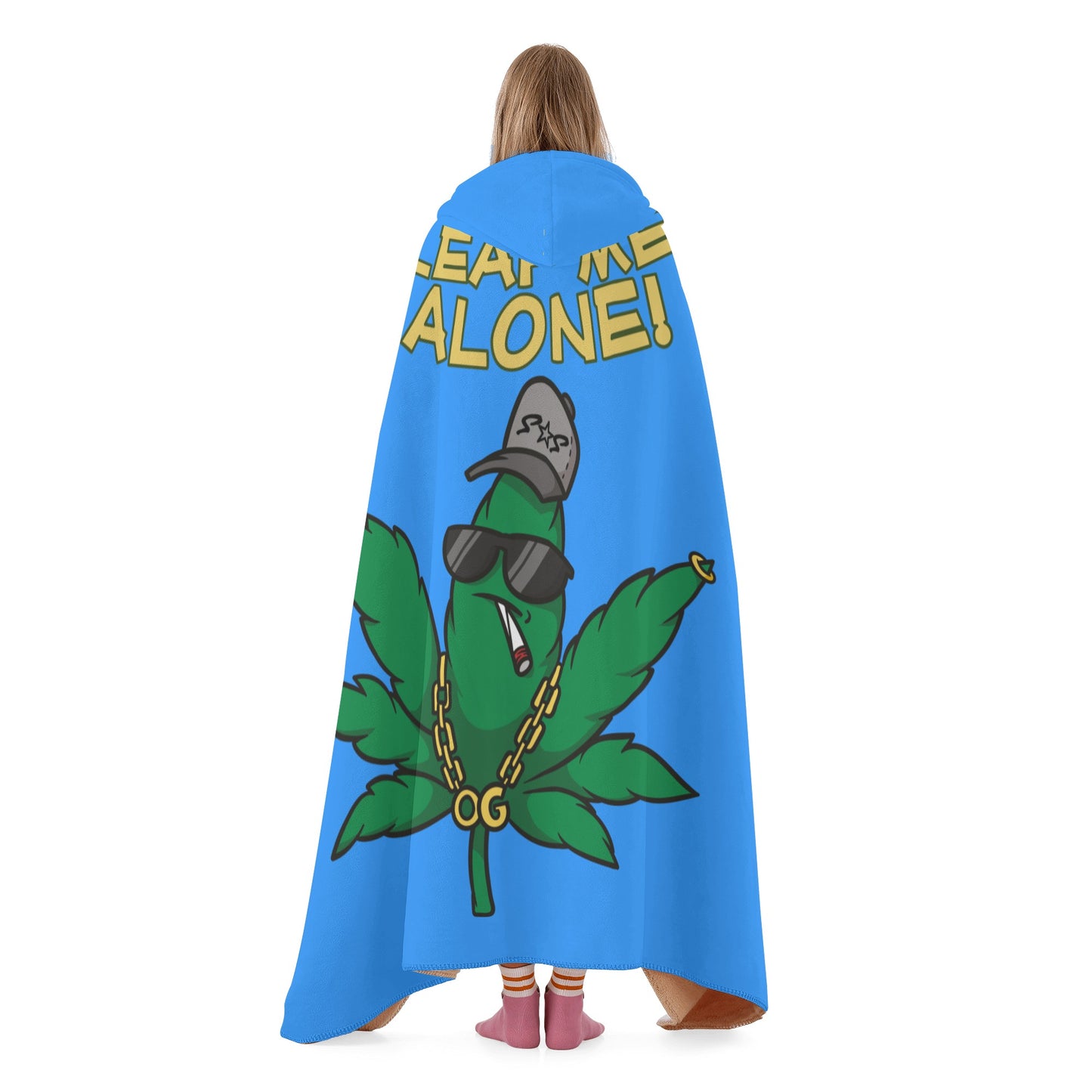 Leaf Me Alone 420 Edition  3.0 Blue Hooded Blanket