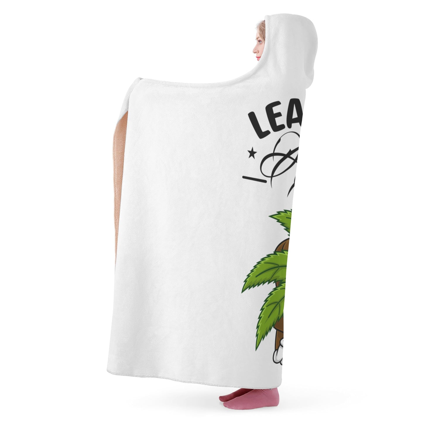 Leaf Me Alone 420 Edition  1.0 White Hooded Blanket