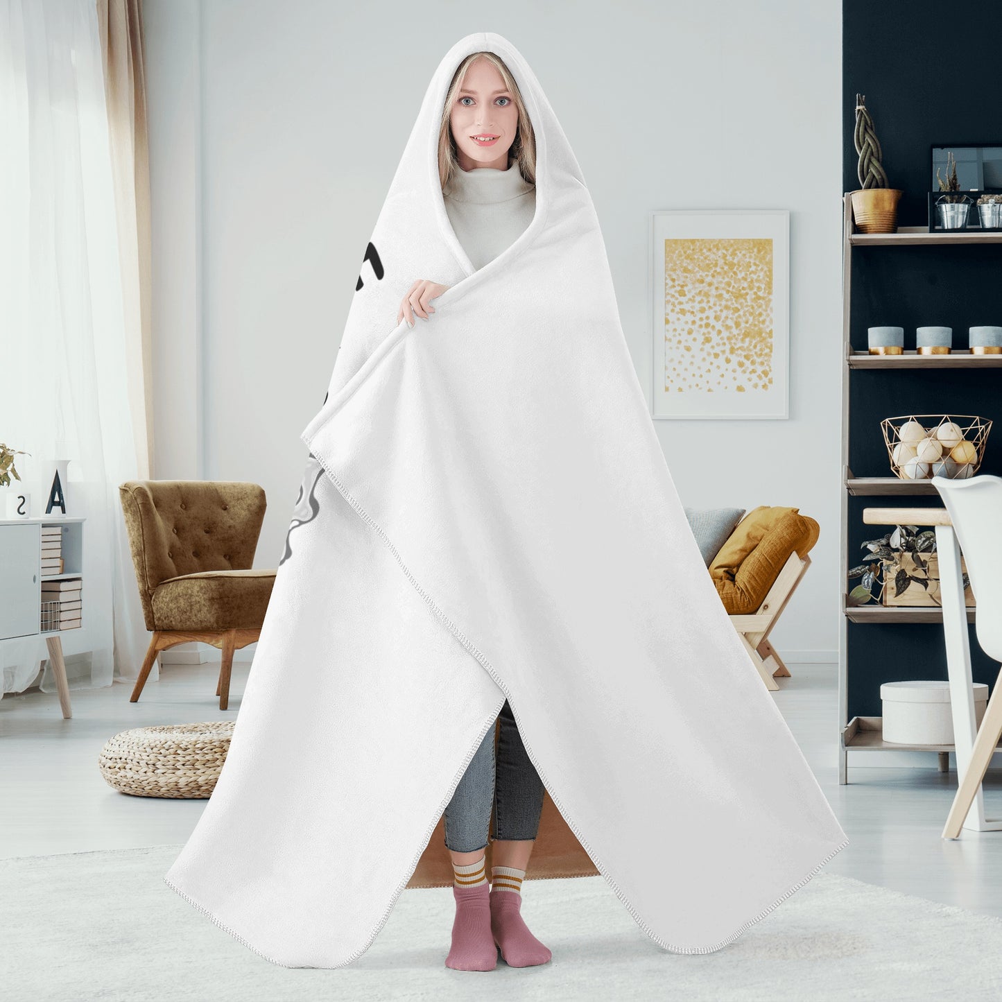 Leaf Me Alone 420 Edition  1.0 White Hooded Blanket