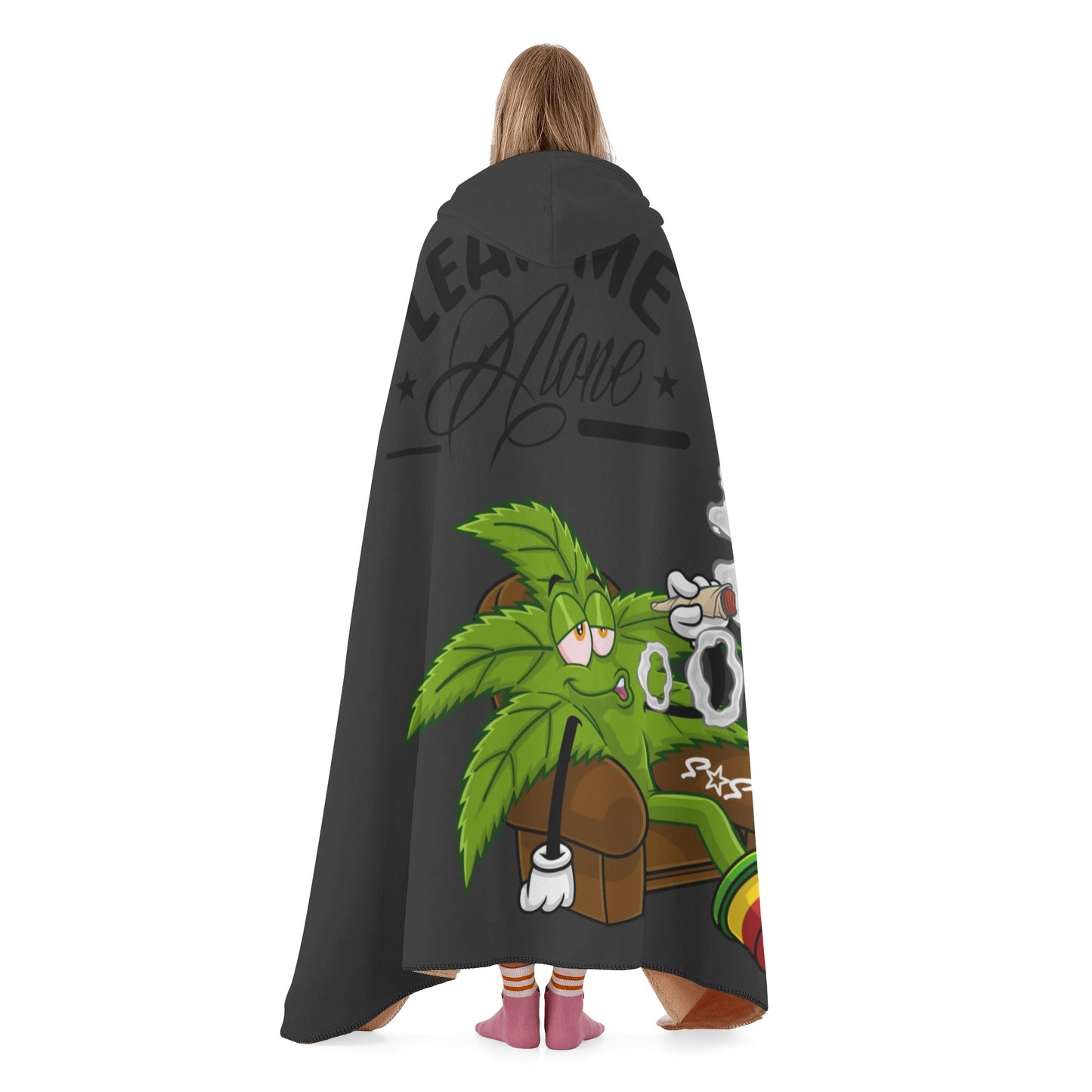 Leaf Me Alone 420 Edition  1.0 Black Hooded Blanket