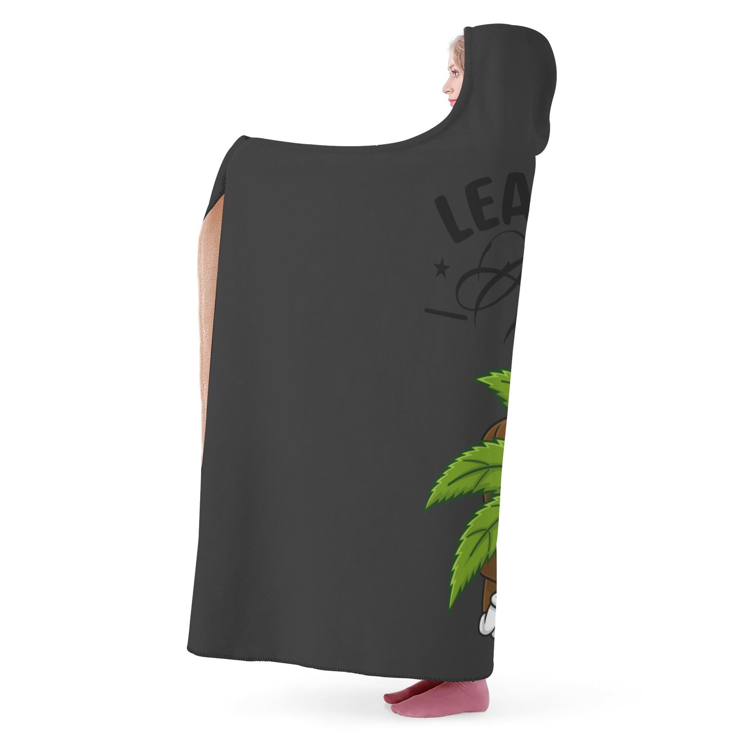 Leaf Me Alone 420 Edition  1.0 Black Hooded Blanket