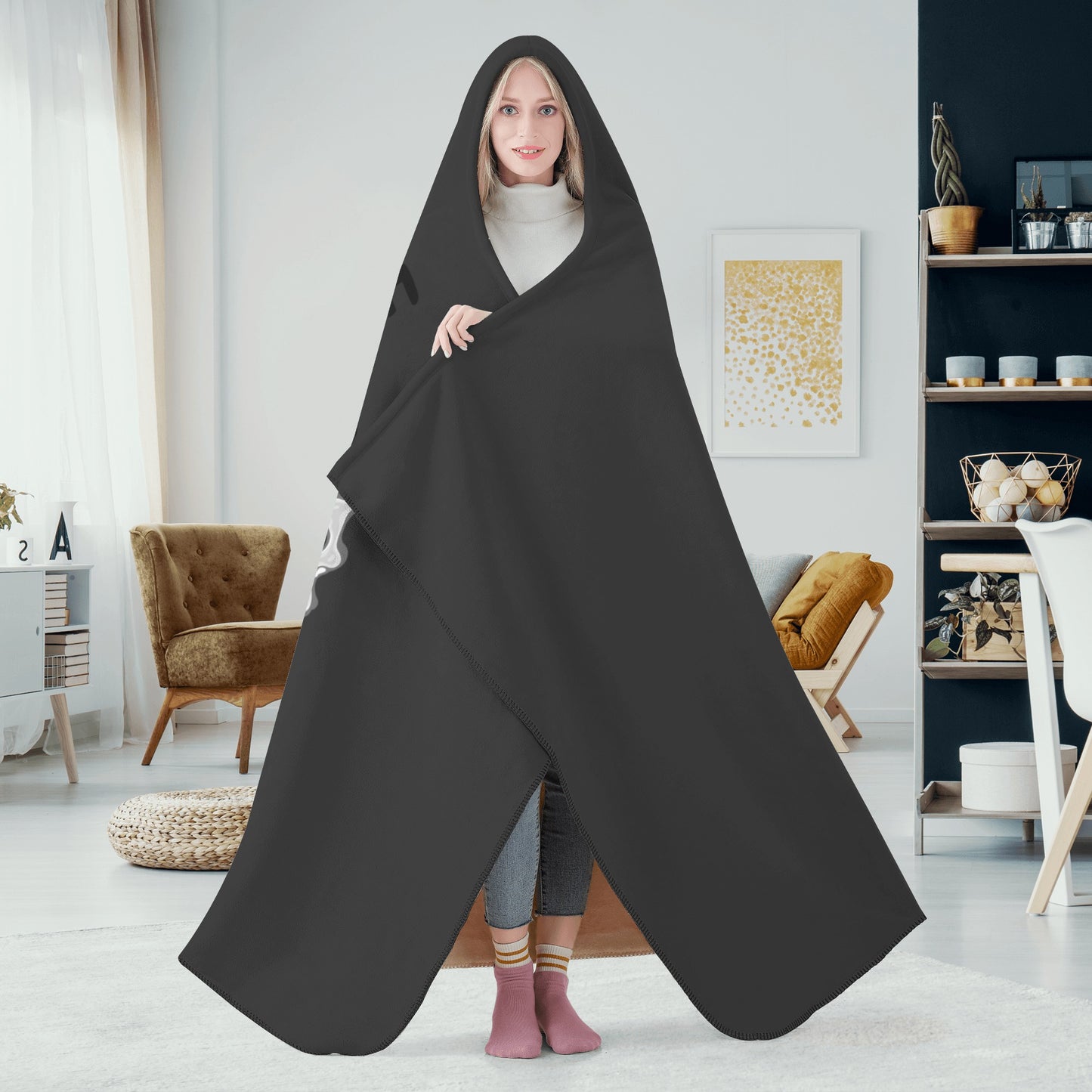 Leaf Me Alone 420 Edition  1.0 Black Hooded Blanket