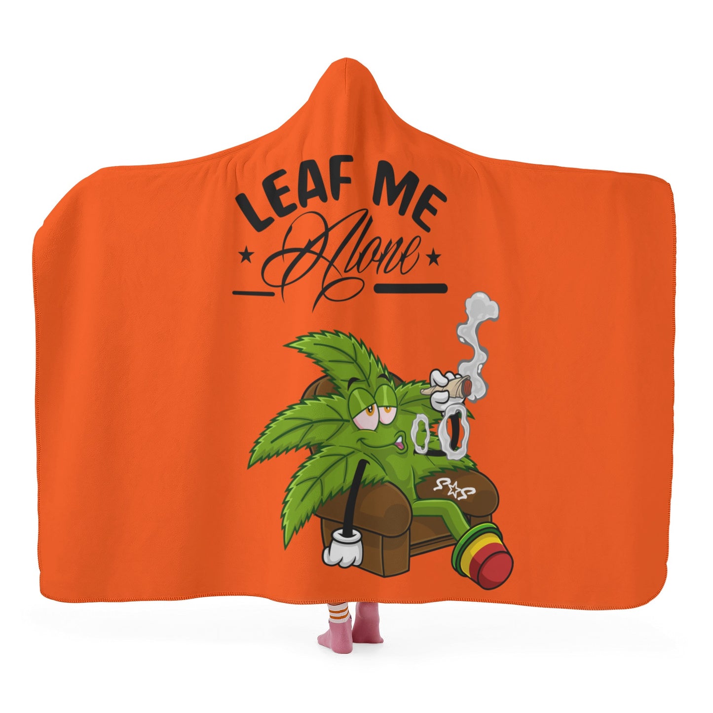 Leaf Me Alone 420 Edition  1.0 Dark Orange Hooded Blanket