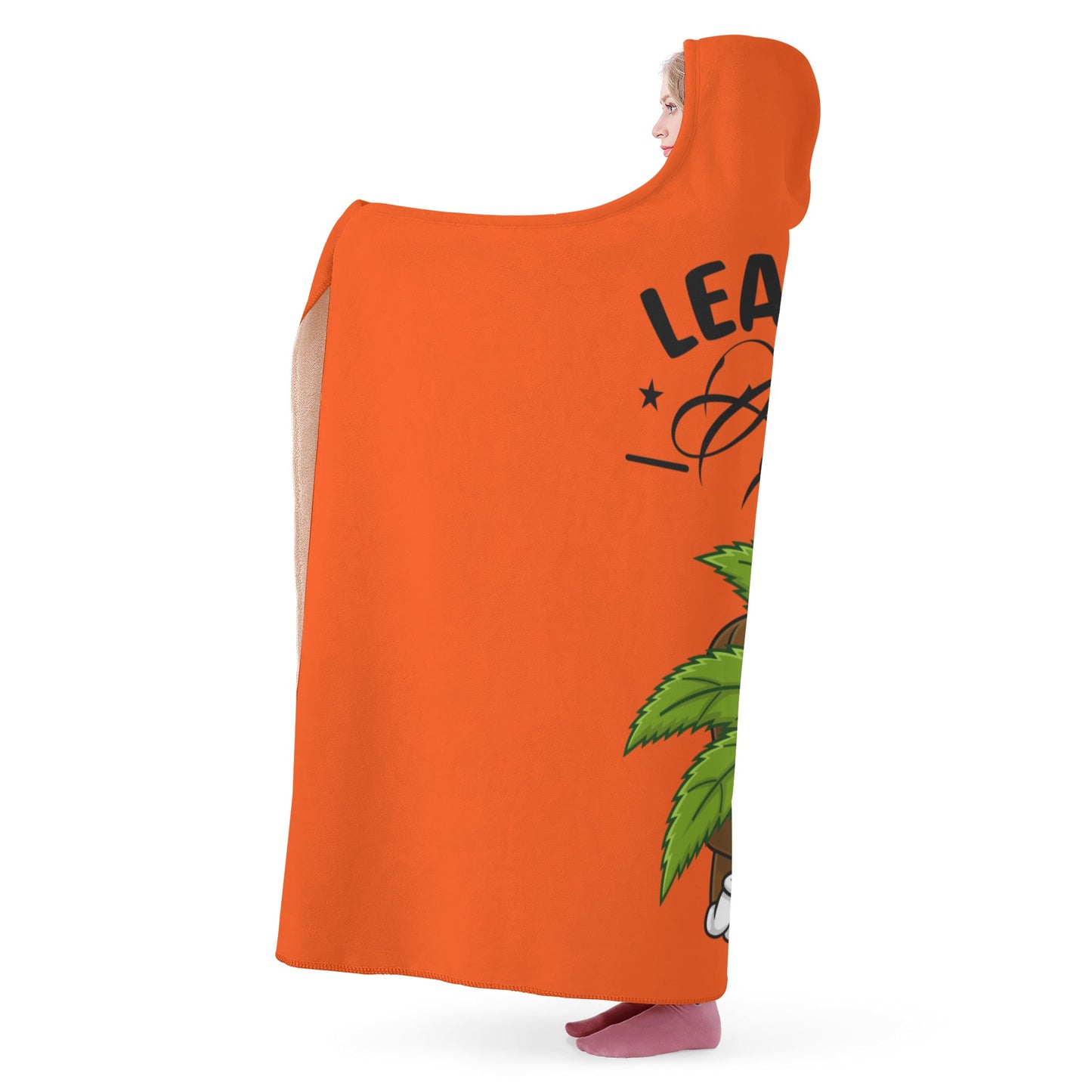 Leaf Me Alone 420 Edition  1.0 Dark Orange Hooded Blanket