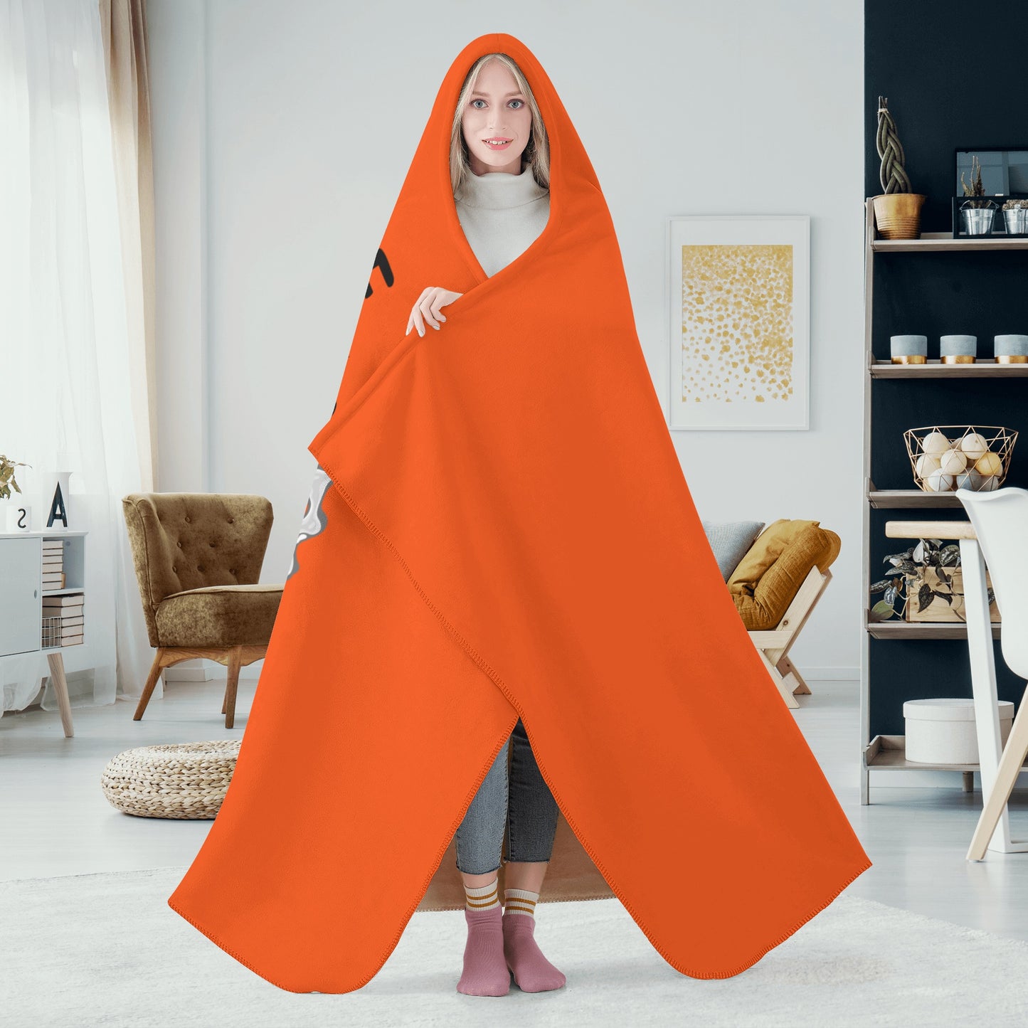 Leaf Me Alone 420 Edition  1.0 Dark Orange Hooded Blanket