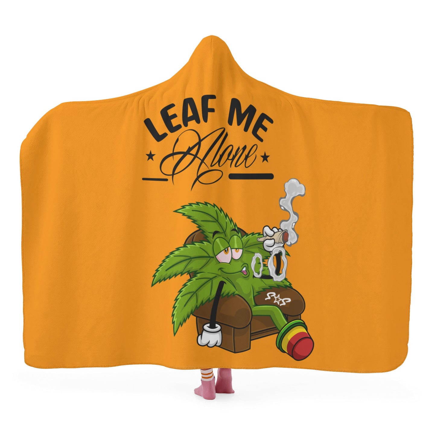 Leaf Me Alone 420 Edition  1.0 Orange Hooded Blanket