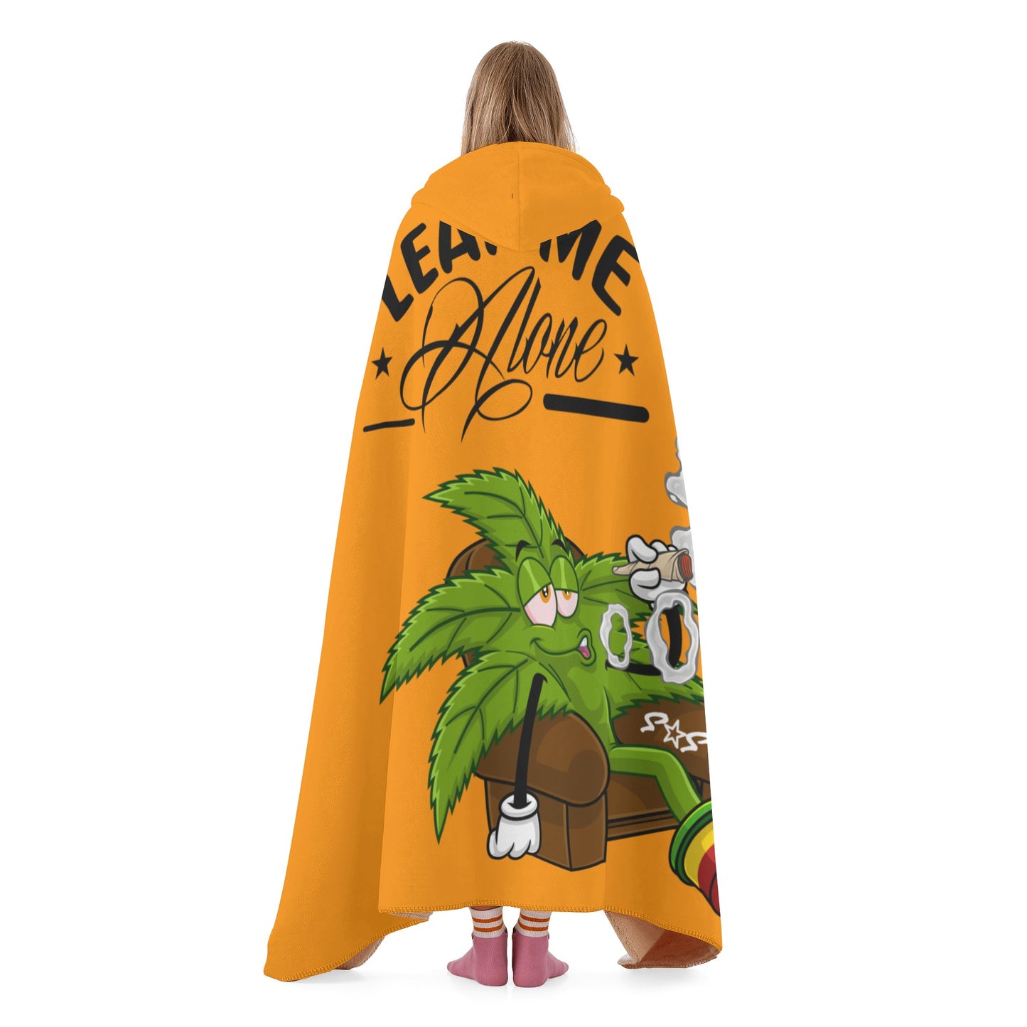 Leaf Me Alone 420 Edition  1.0 Orange Hooded Blanket