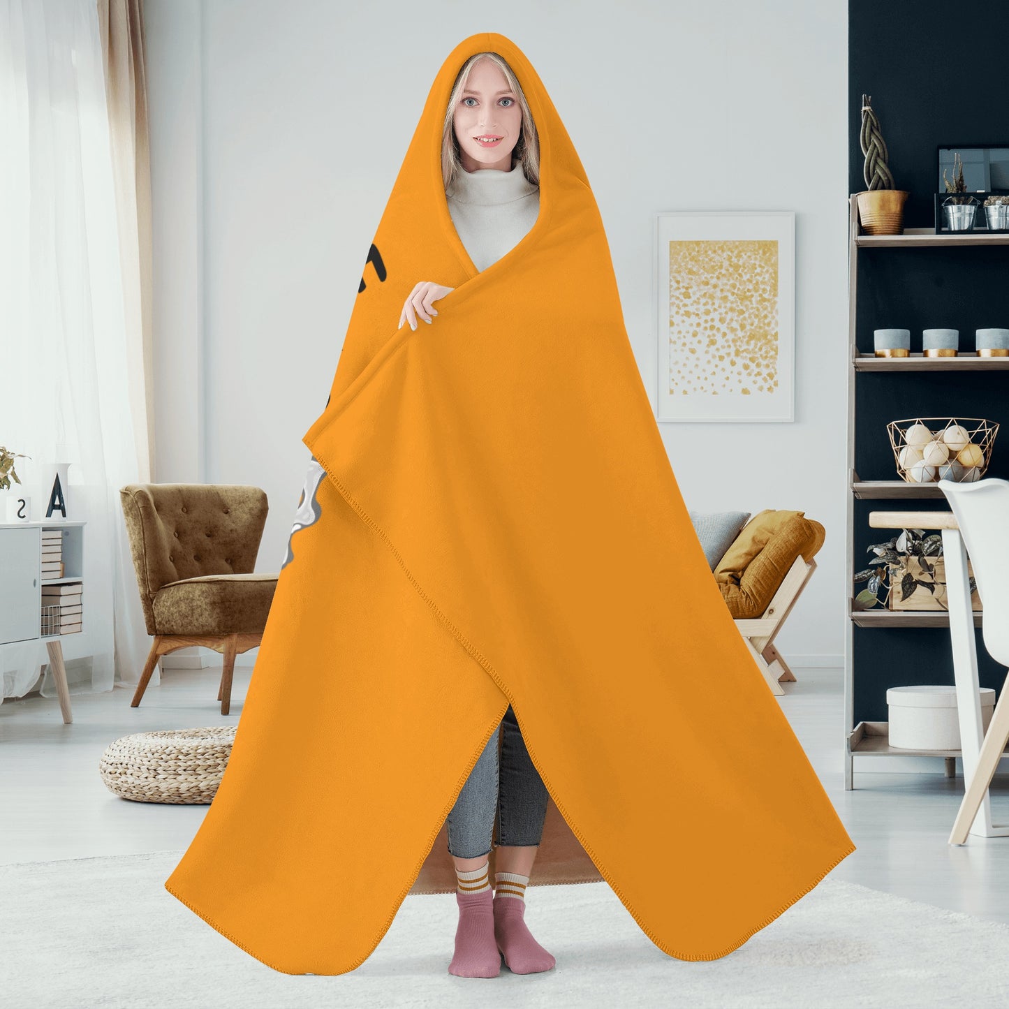 Leaf Me Alone 420 Edition  1.0 Orange Hooded Blanket