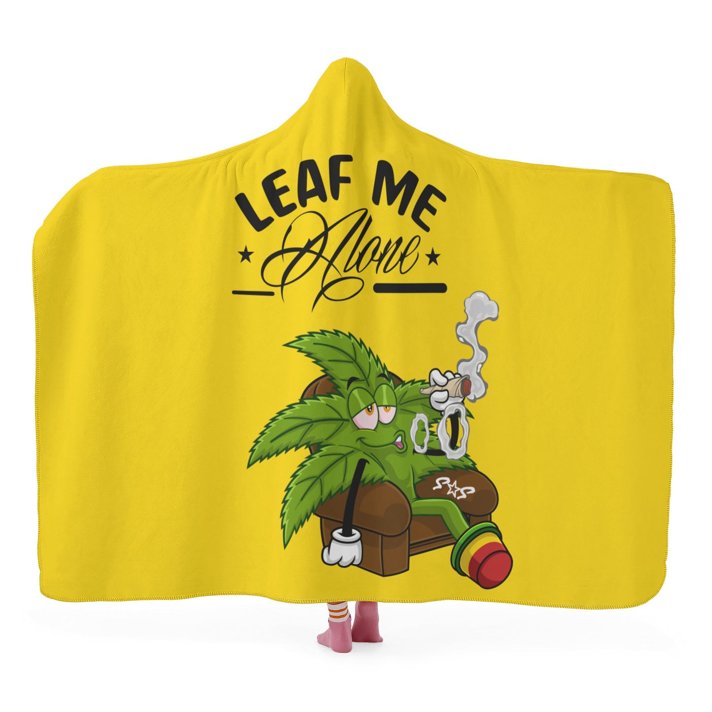 Leaf Me Alone 420 Edition  1.0 Gold Hooded Blanket