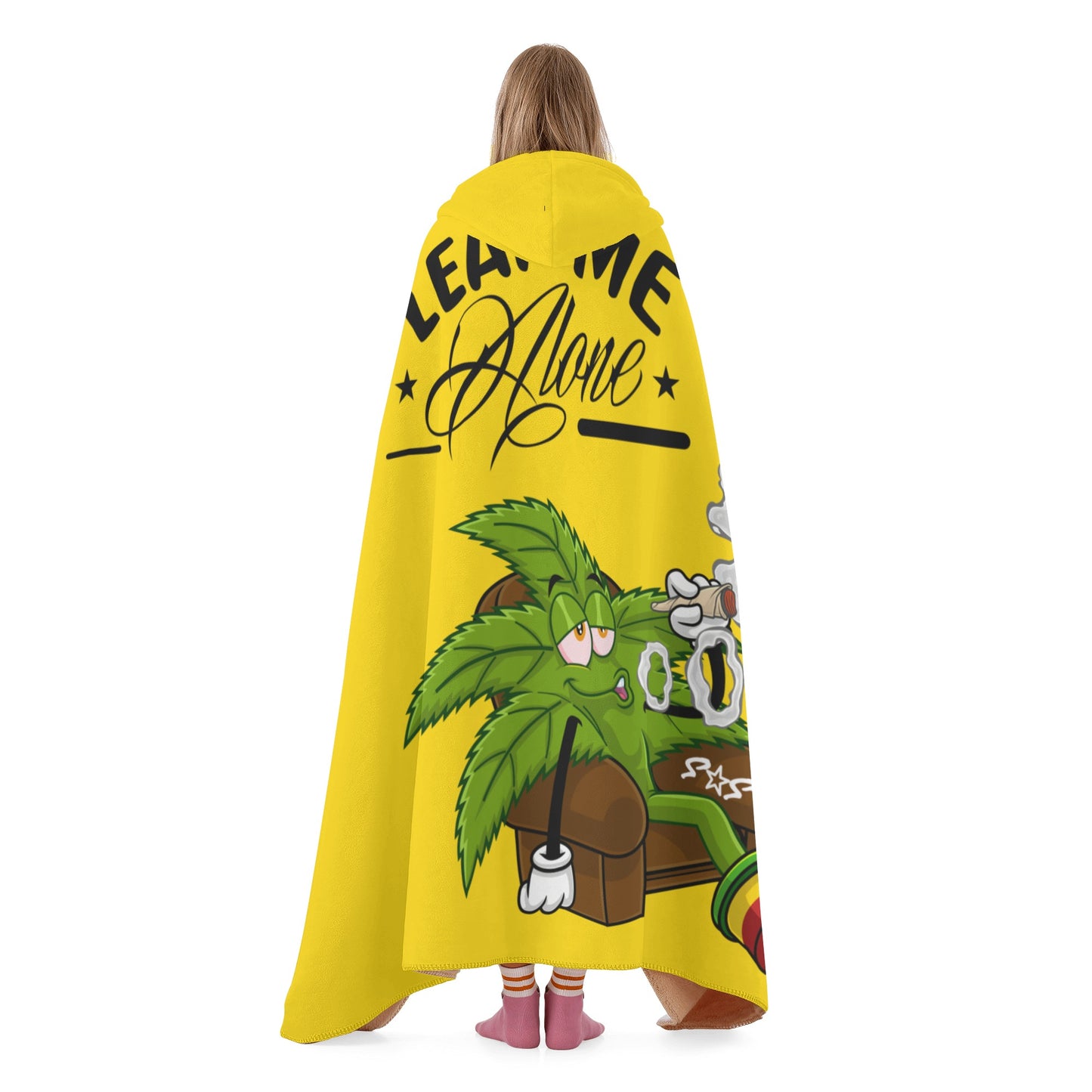 Leaf Me Alone 420 Edition  1.0 Gold Hooded Blanket