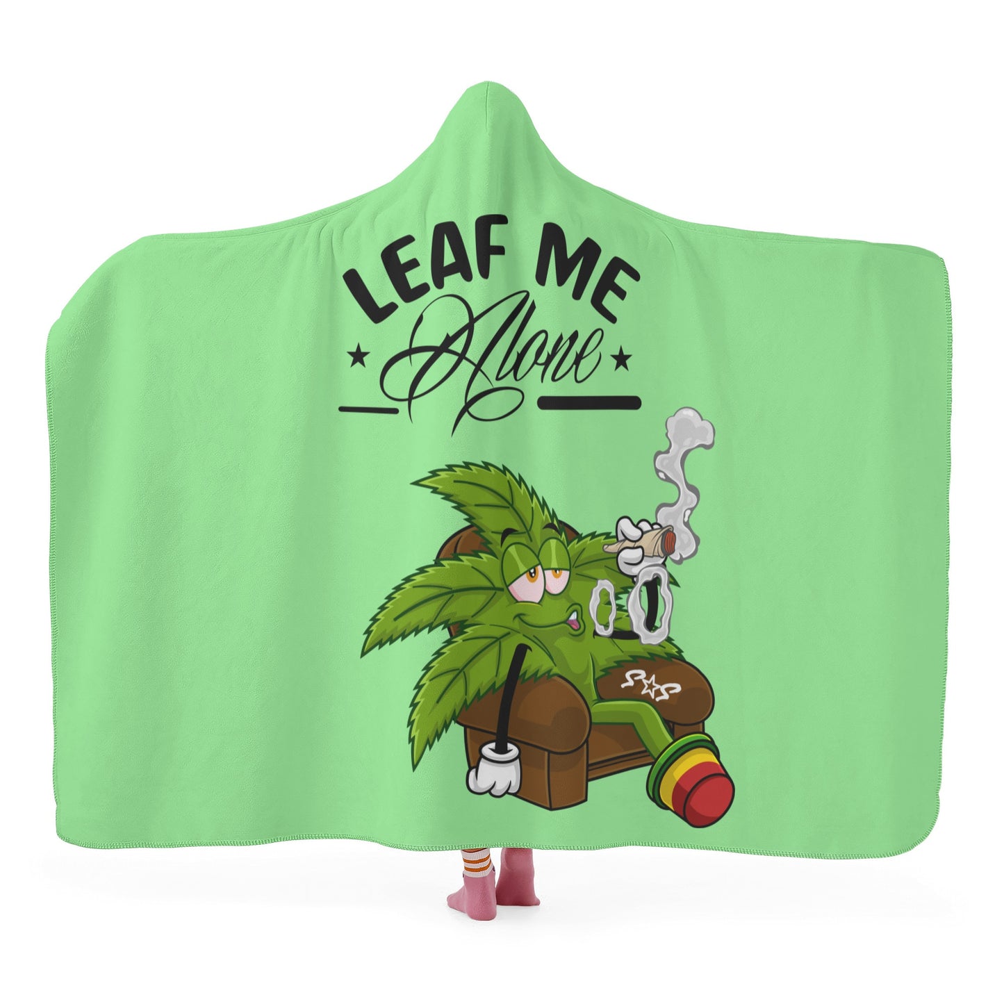 Leaf Me Alone 420 Edition  1.0 Mint Green Hooded Blanket