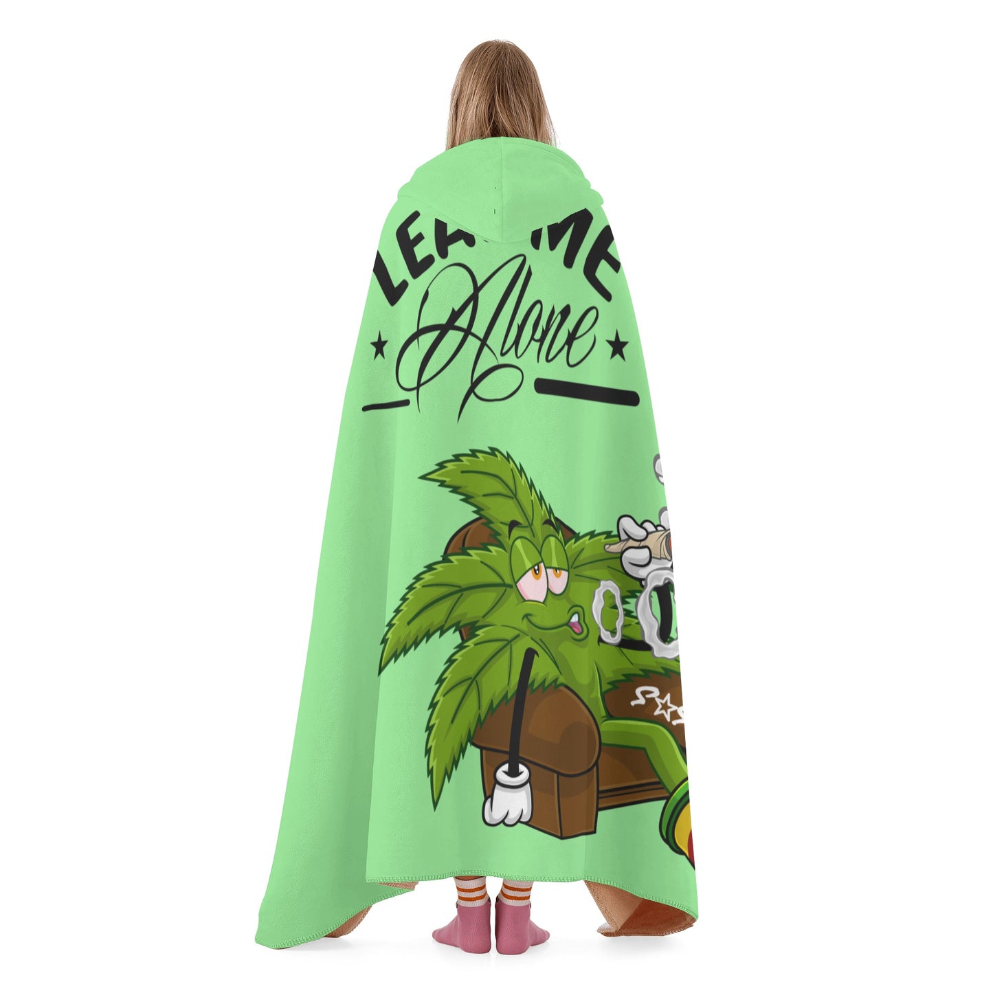 Leaf Me Alone 420 Edition  1.0 Mint Green Hooded Blanket