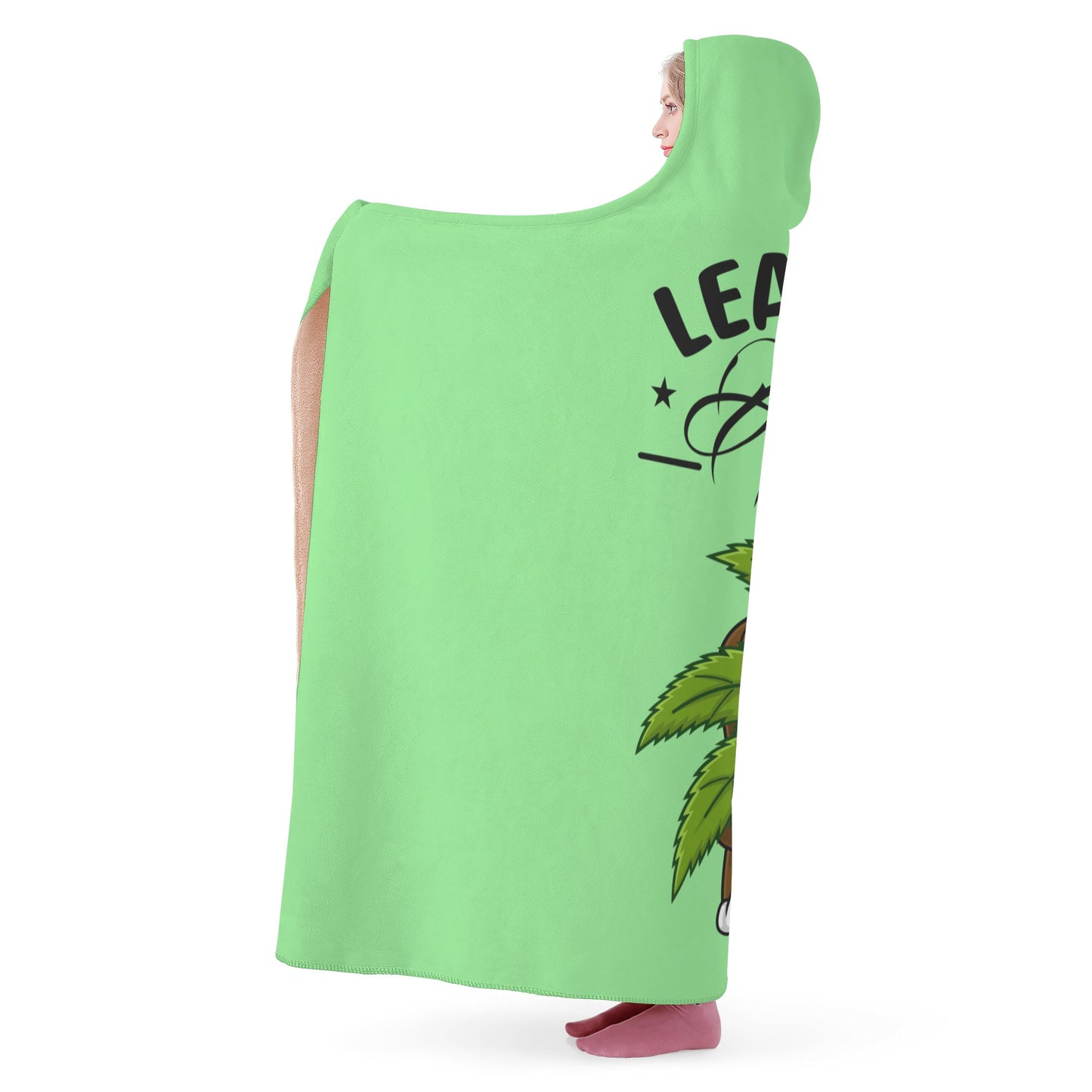 Leaf Me Alone 420 Edition  1.0 Mint Green Hooded Blanket