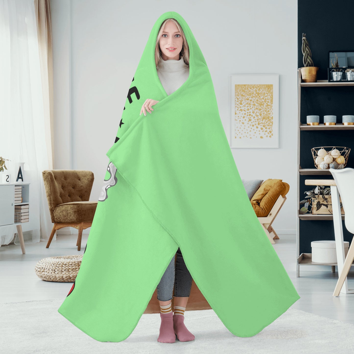 Leaf Me Alone 420 Edition  1.0 Mint Green Hooded Blanket