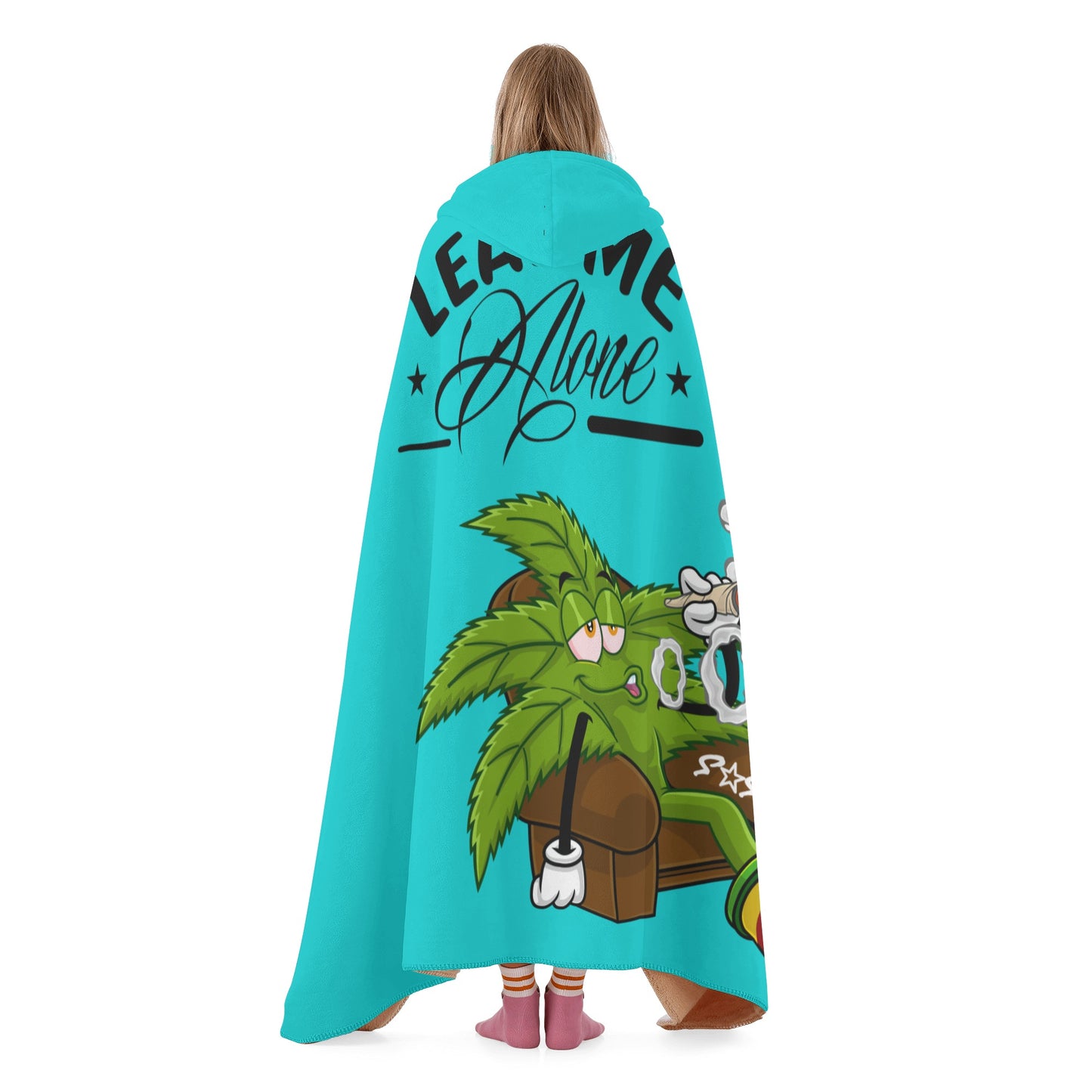 Leaf Me Alone 420 Edition  1.0 Turquoise Hooded Blanket