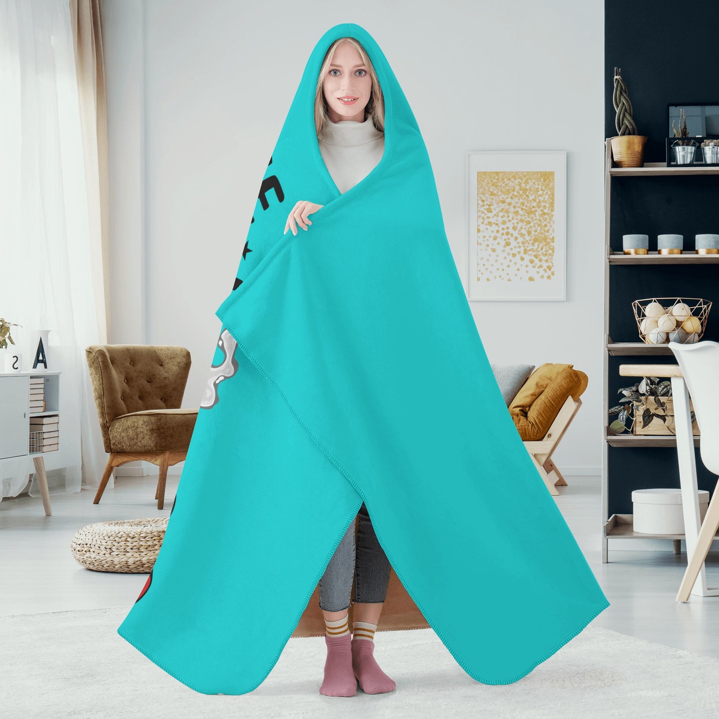 Leaf Me Alone 420 Edition  1.0 Turquoise Hooded Blanket