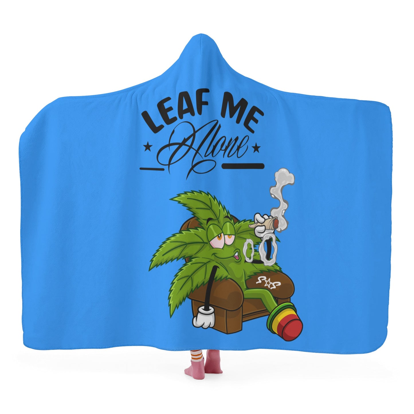 Leaf Me Alone 420 Edition  1.0 Blue Hooded Blanket