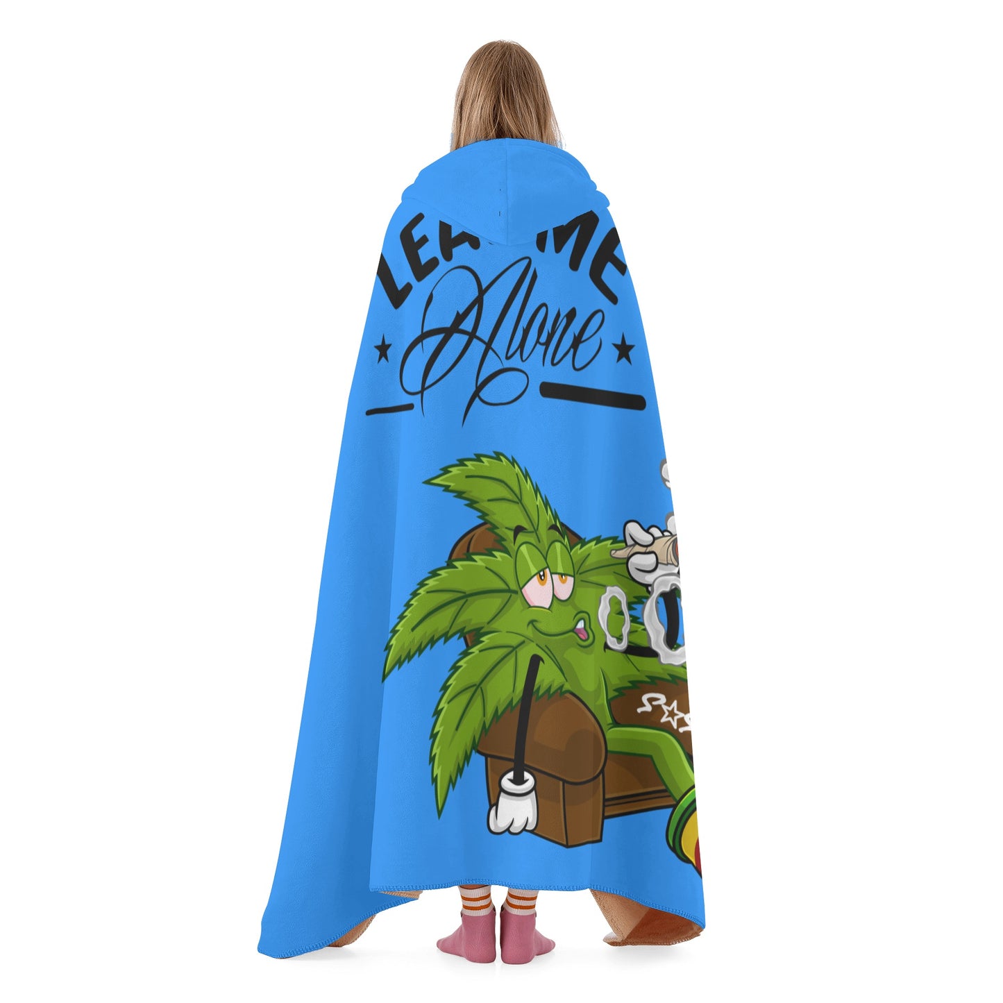 Leaf Me Alone 420 Edition  1.0 Blue Hooded Blanket