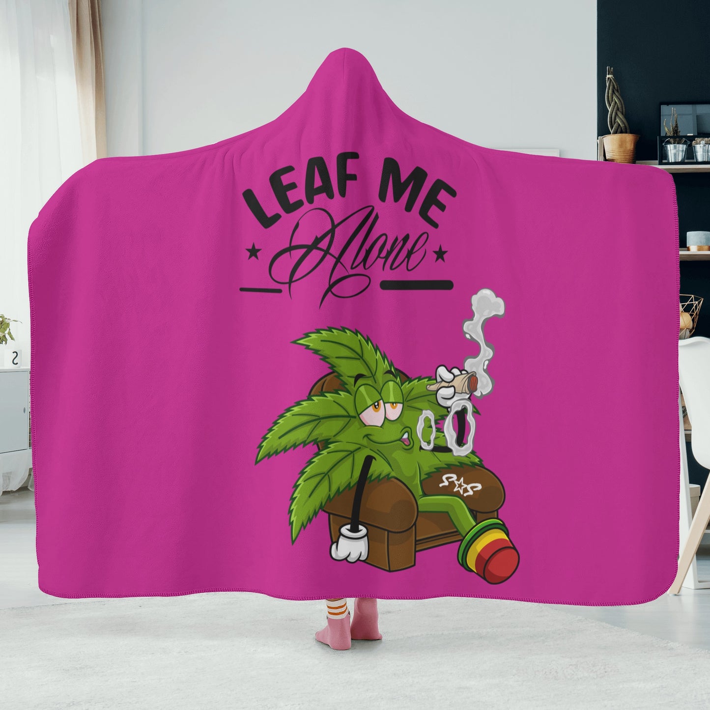 Leaf Me Alone 420 Edition  1.0 Purple Hooded Blanket