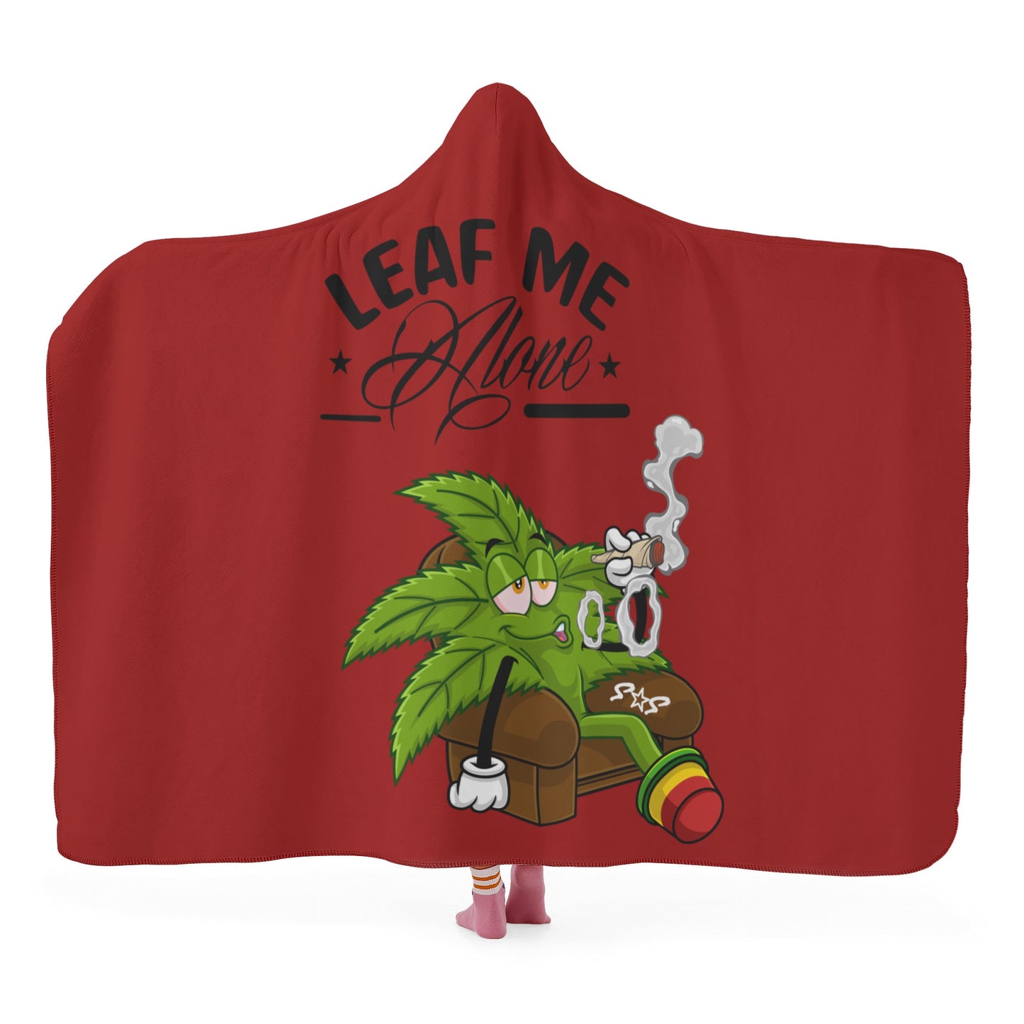 Leaf Me Alone 420 Edition  1.0  Maroon Hooded Blanket