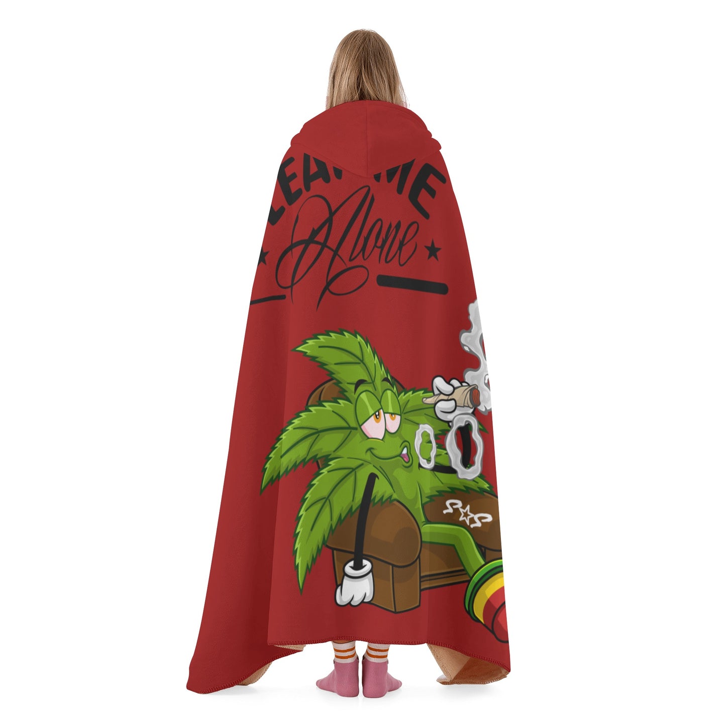 Leaf Me Alone 420 Edition  1.0  Maroon Hooded Blanket