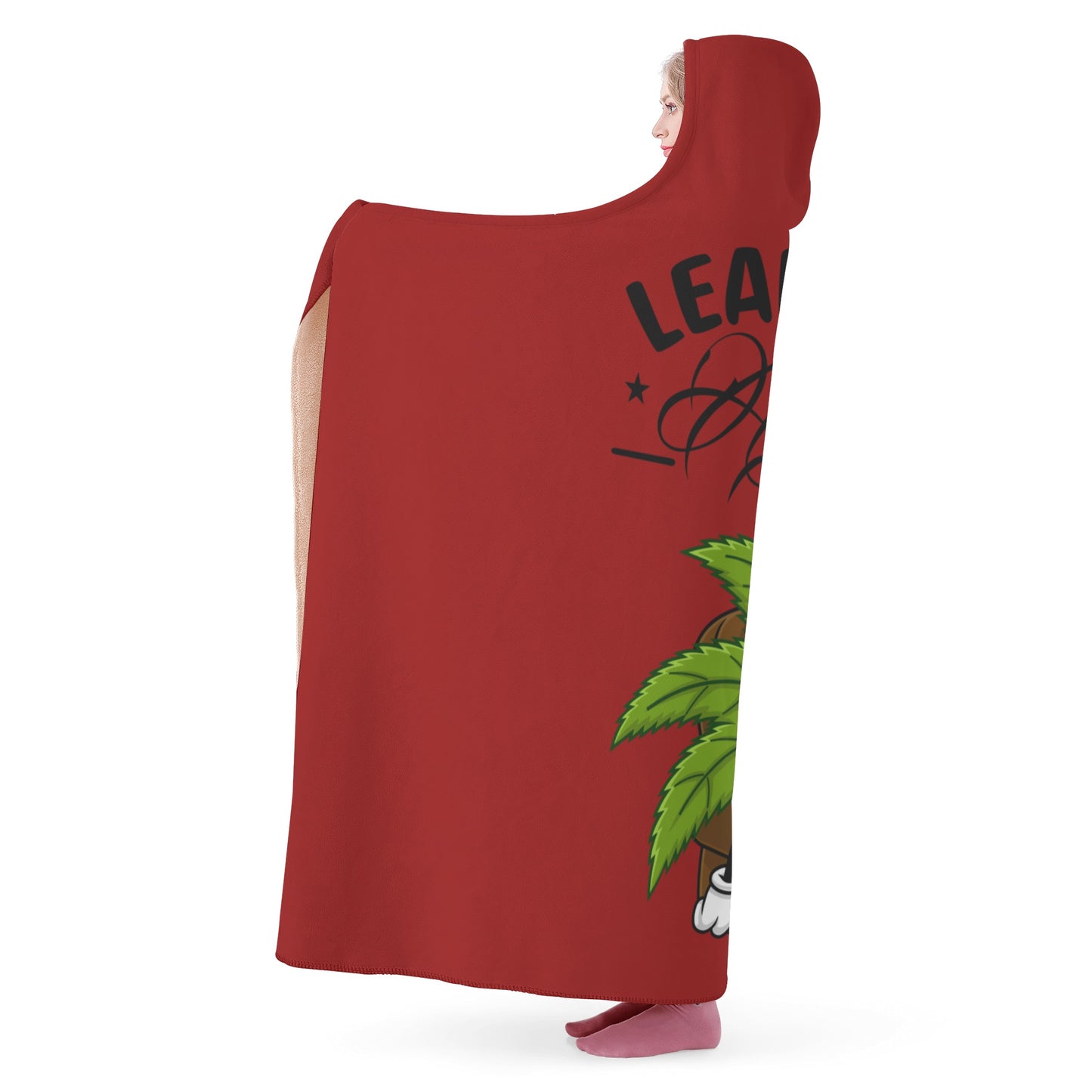 Leaf Me Alone 420 Edition  1.0  Maroon Hooded Blanket