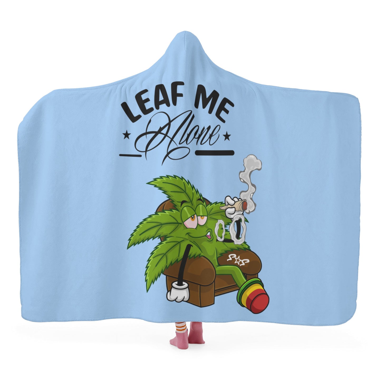 Leaf Me Alone 420 Edition  1.0  Sky Blue Hooded Blanket