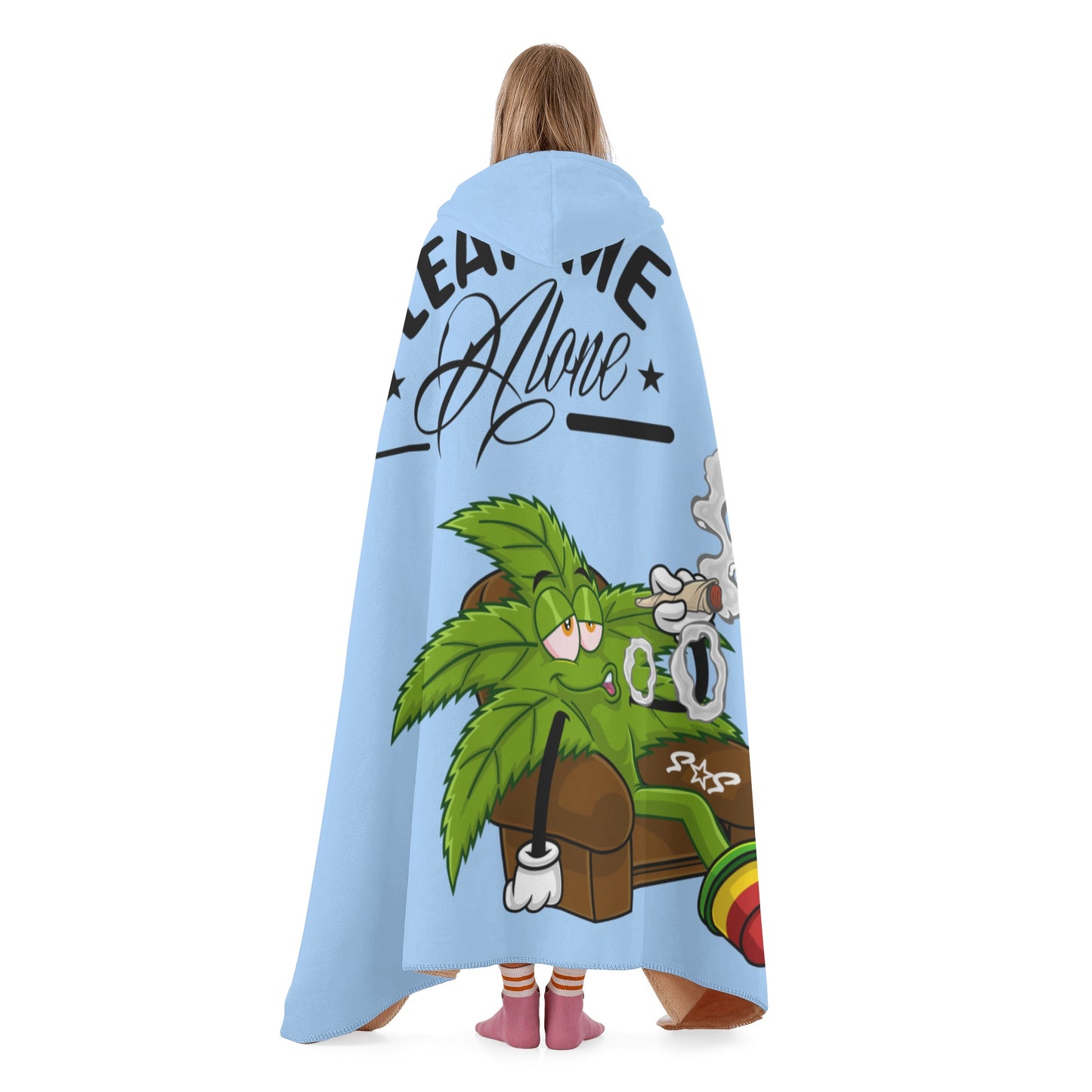 Leaf Me Alone 420 Edition  1.0  Sky Blue Hooded Blanket