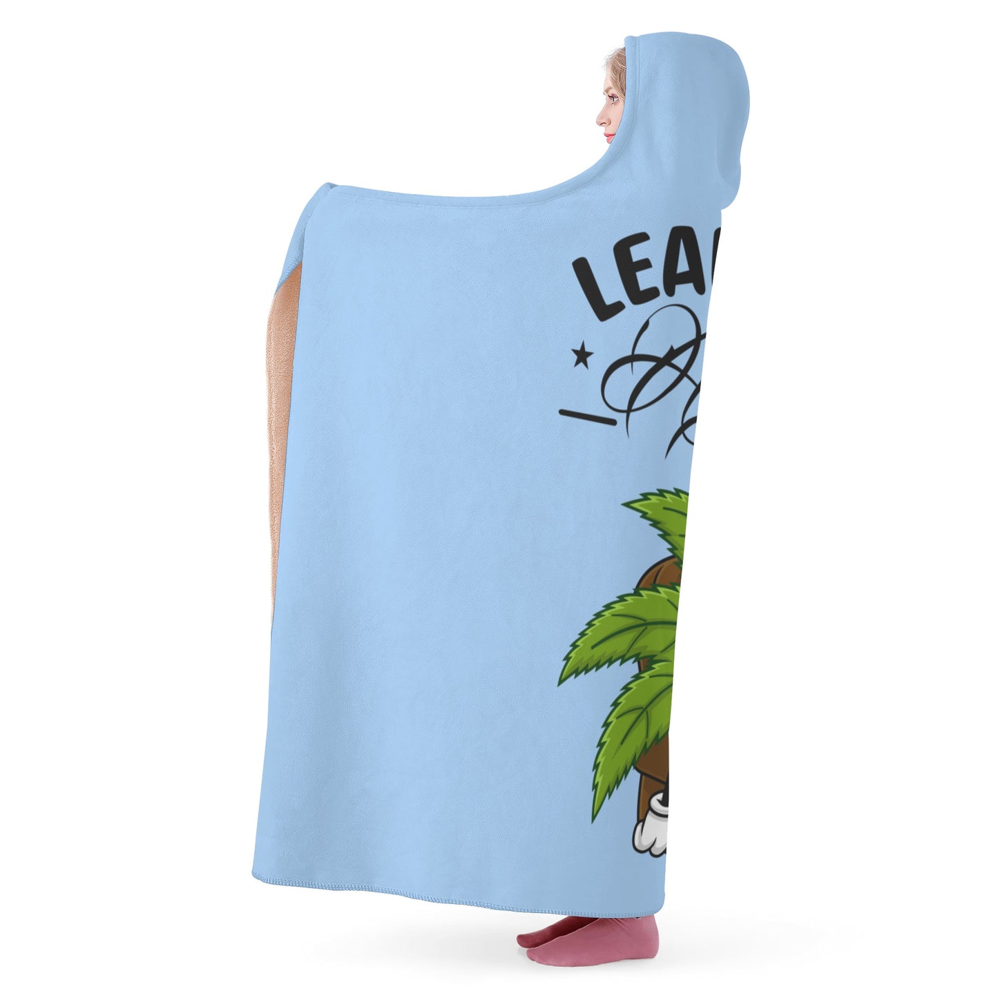 Leaf Me Alone 420 Edition  1.0  Sky Blue Hooded Blanket