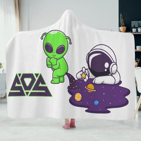 Space Aliens White Hooded Blanket