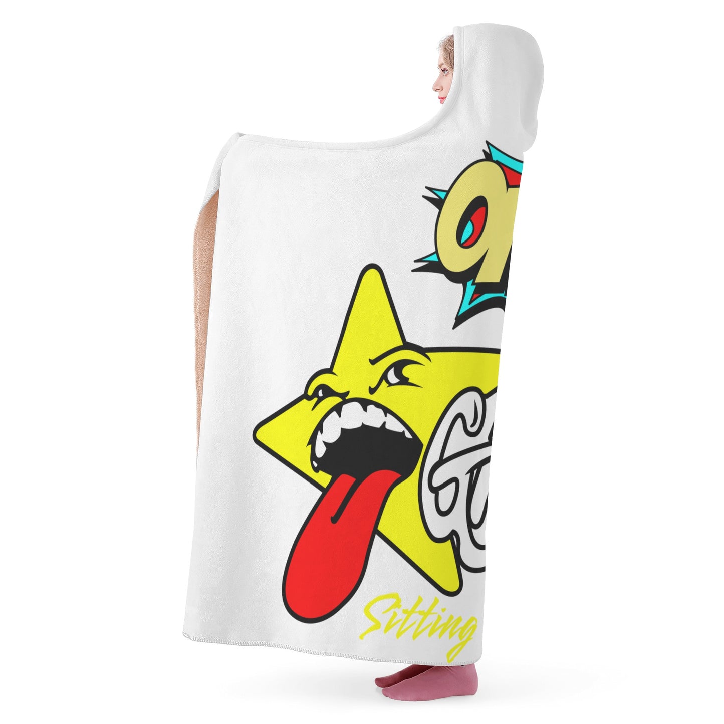 Star Gang White Hooded Blanket