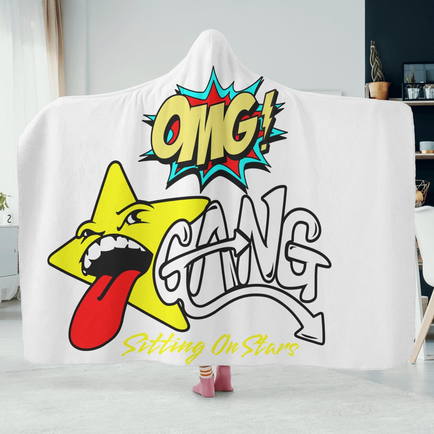 Star Gang White Hooded Blanket