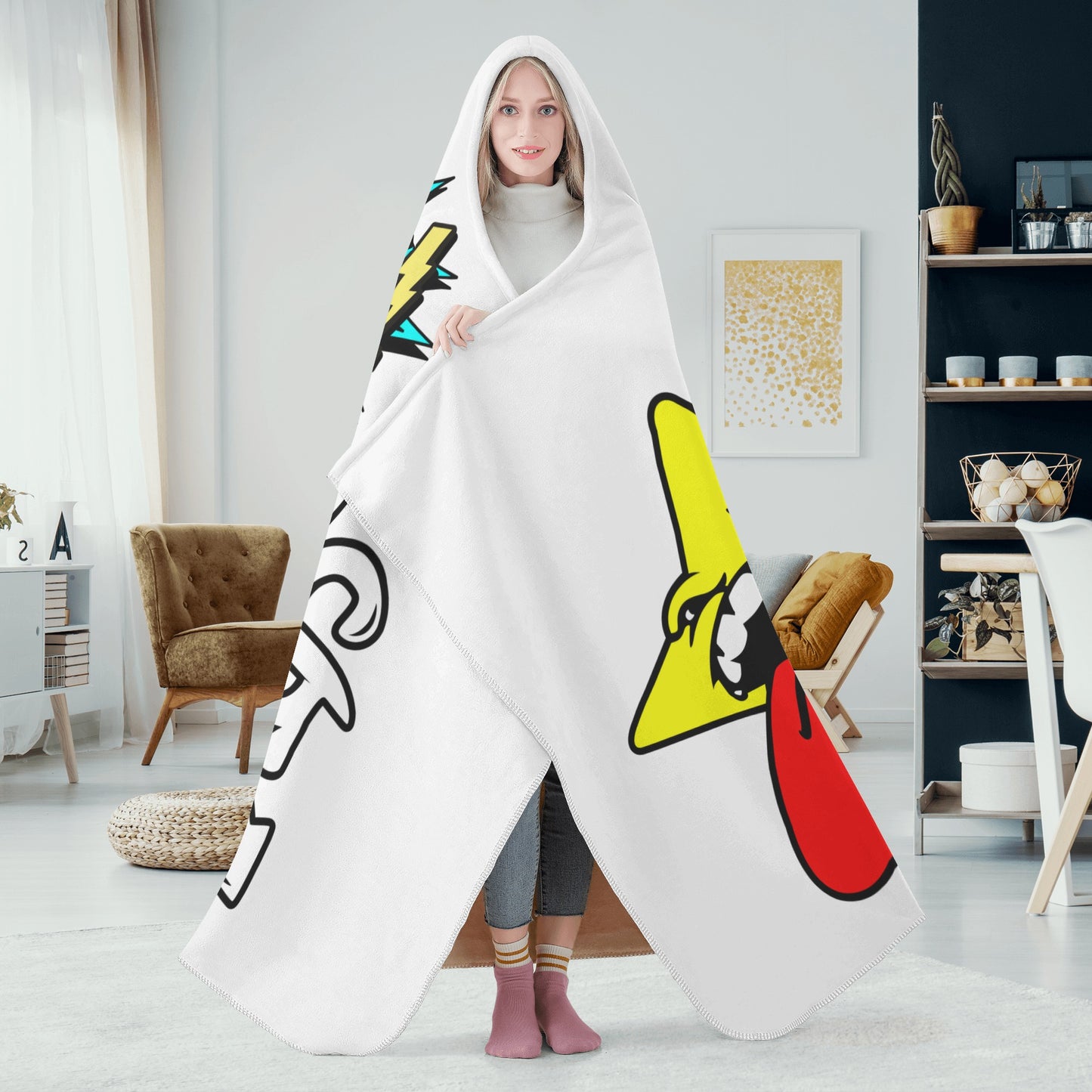 Star Gang White Hooded Blanket