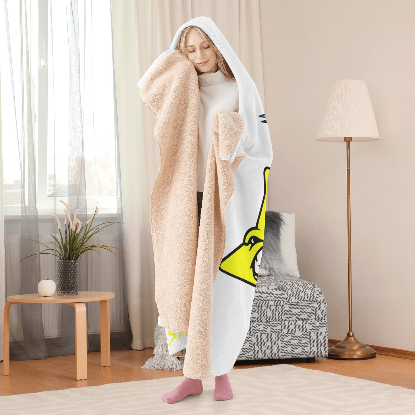 Star Gang White Hooded Blanket