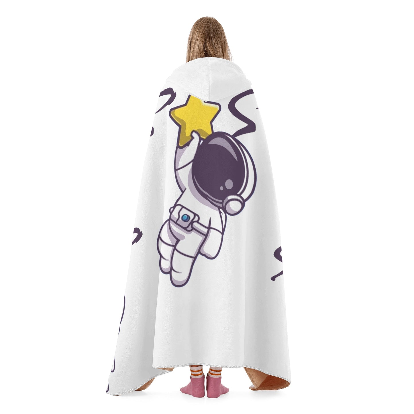 Space Man 23 White Hooded Blanket