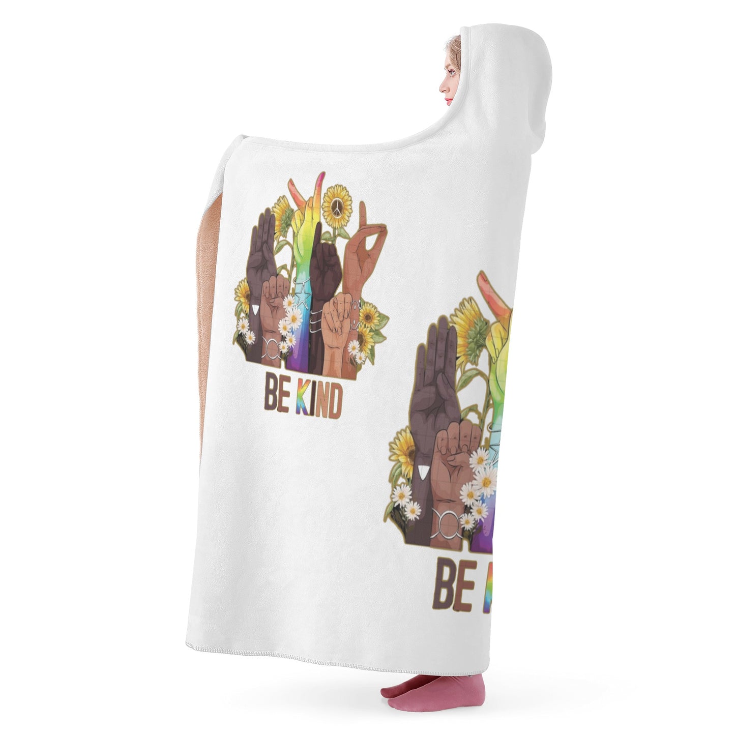 Be Kind (Pride Edition) White Hooded Blanket