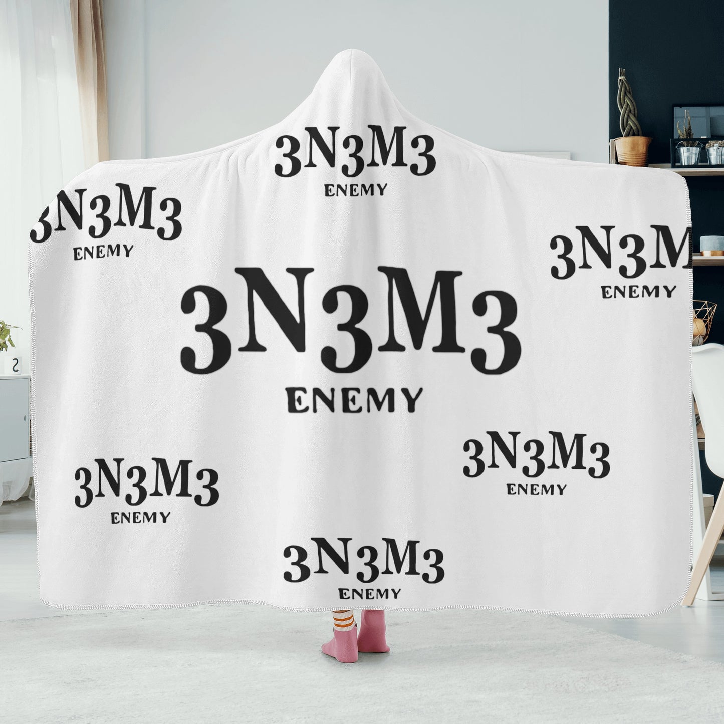 3.N.3.M.3 Enemy White Hooded Blanket