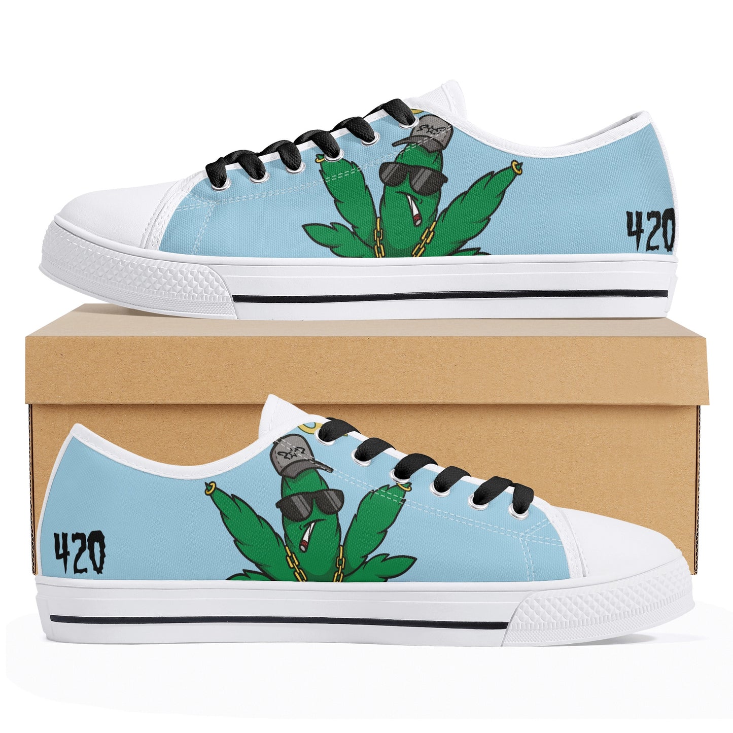 Leaf Me Alone 420 Edition 3.0 Mens Sky Blue Low Top Star Kicks